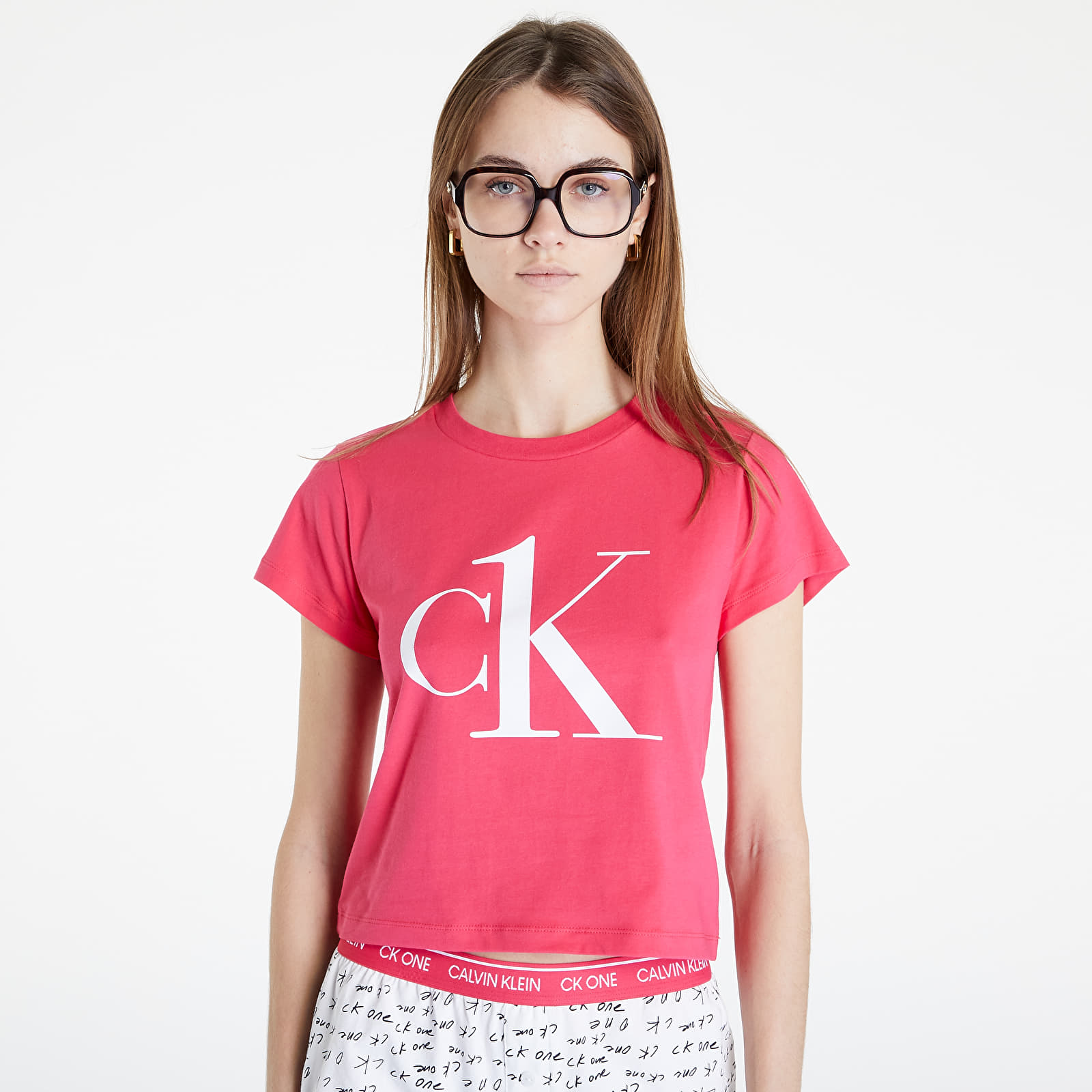 Schlafanzüge Calvin Klein Ck1 Sleep Short Set Pink Spdr Top/ Bag Marker Logo/ White