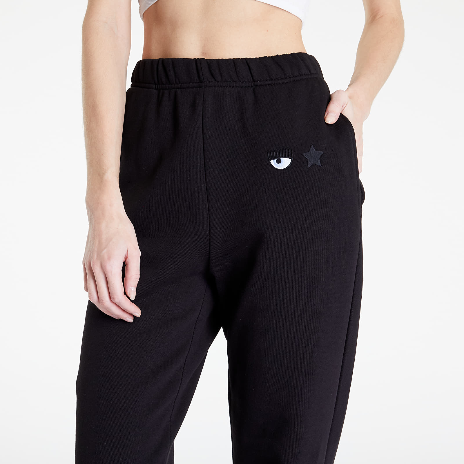 Pants Chiara Ferragni Eye Star Embro Trousers Black | Footshop