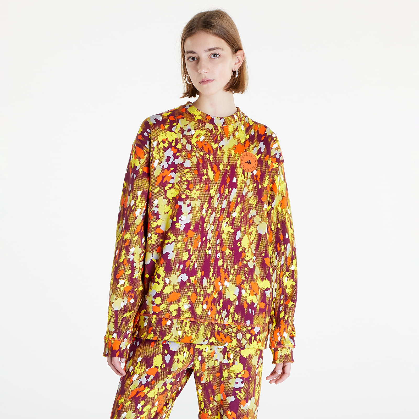 Hoodies and sweatshirts adidas x Stella McCartney Floral Print Sweatshirt White/ Clear Onix/ Yellow/ Semi Impact Orange