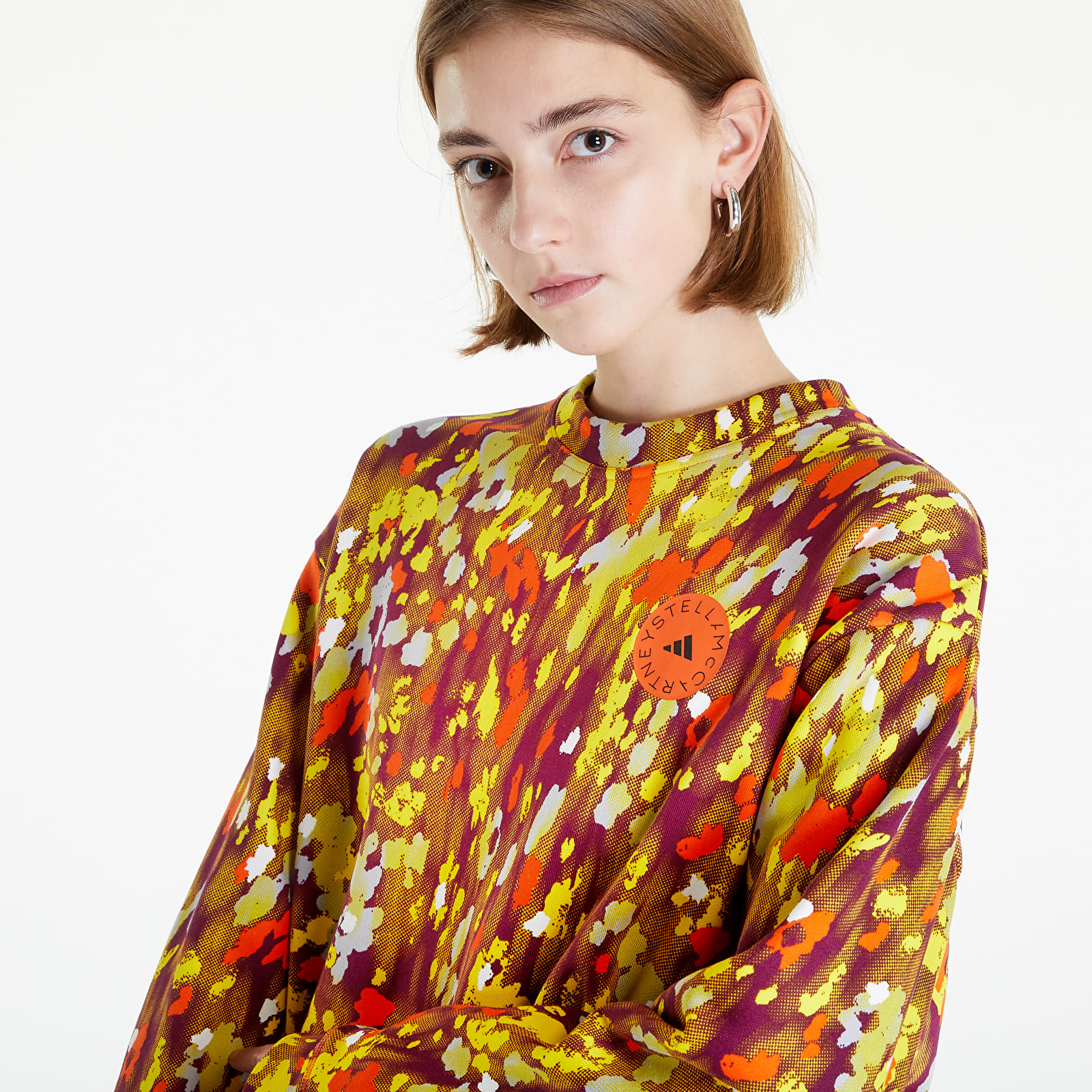 Hoodies and sweatshirts adidas x Stella McCartney Floral Print Sweatshirt White/ Clear Onix/ Yellow/ Semi Impact Orange
