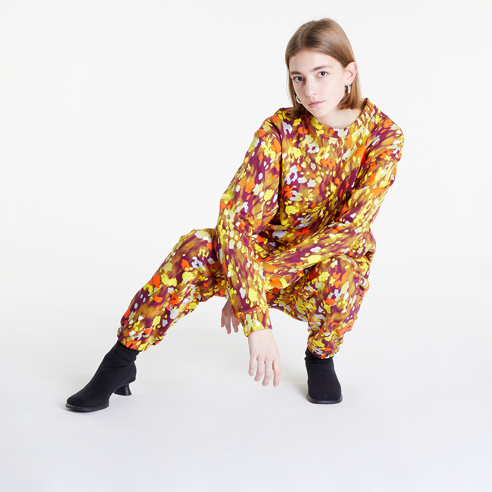 Hoodies and sweatshirts adidas x Stella McCartney Floral Print Sweatshirt White/ Clear Onix/ Yellow/ Semi Impact Orange