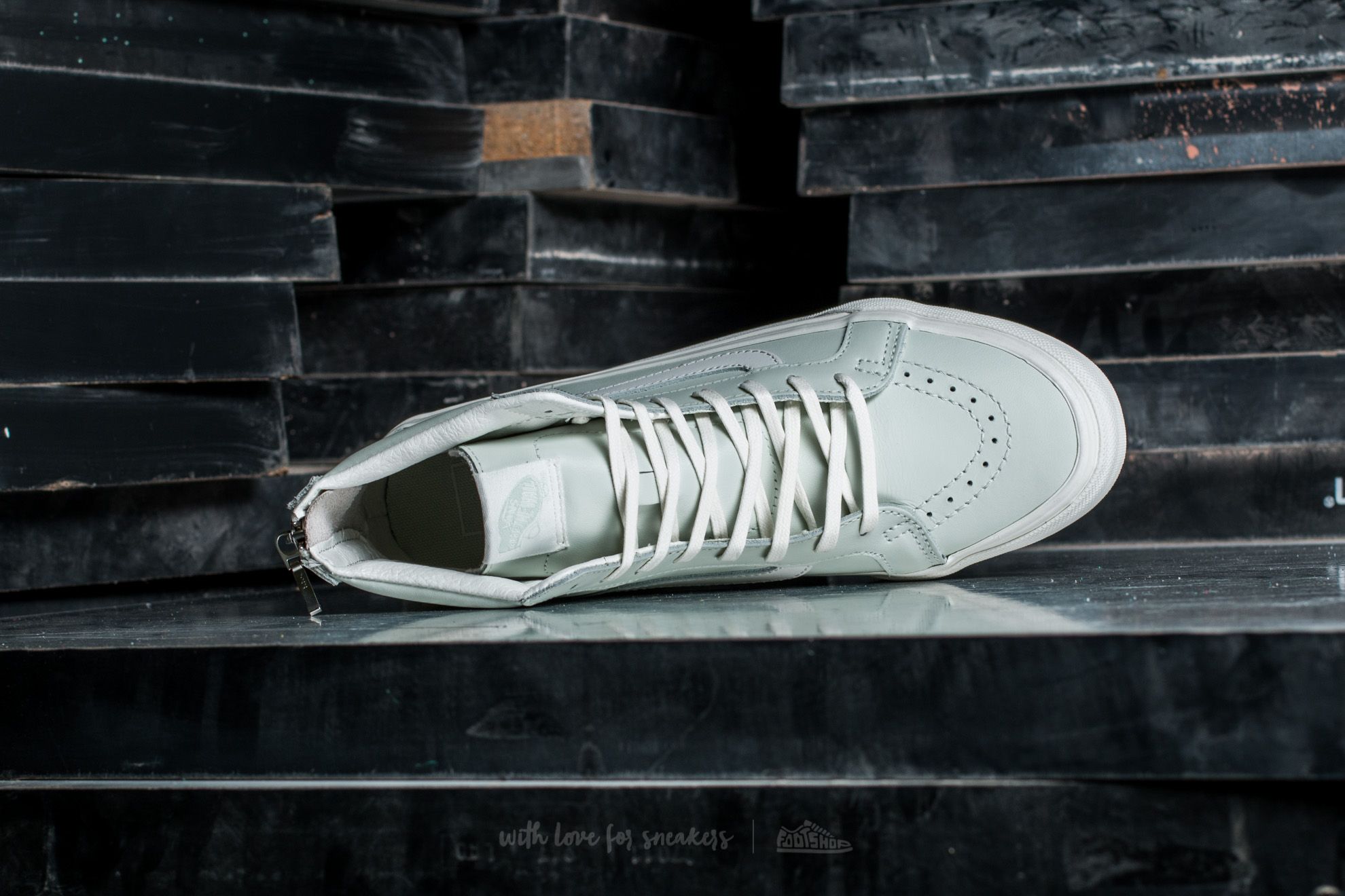 Dámské tenisky a boty Vans Sk8-Hi Slim Zip Leather Zephyr Blue/ Blanc De Blanc