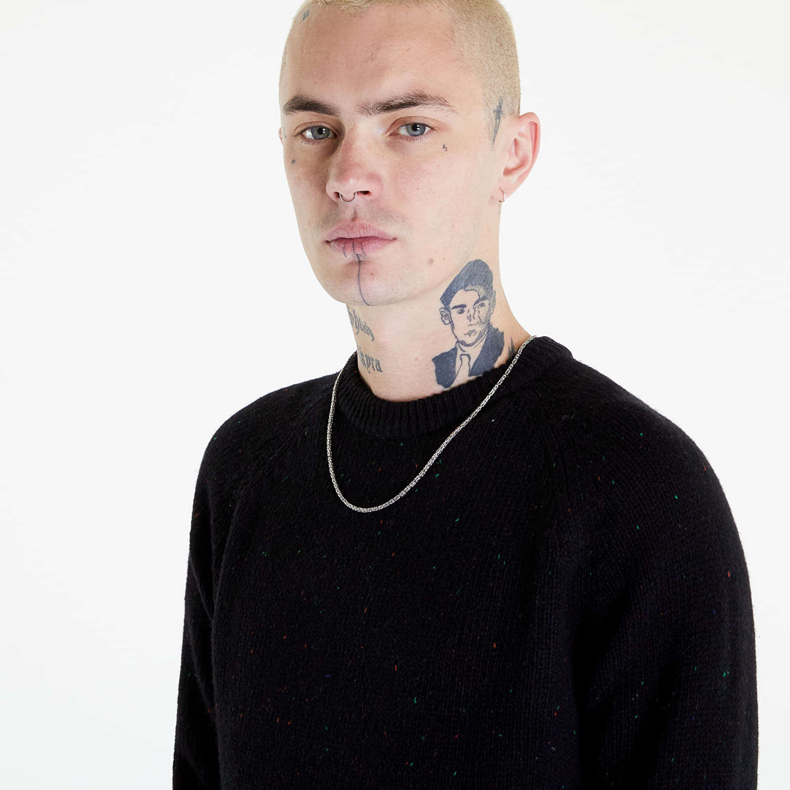 Pulóverek Carhartt WIP Anglistic Sweater Speckled Black