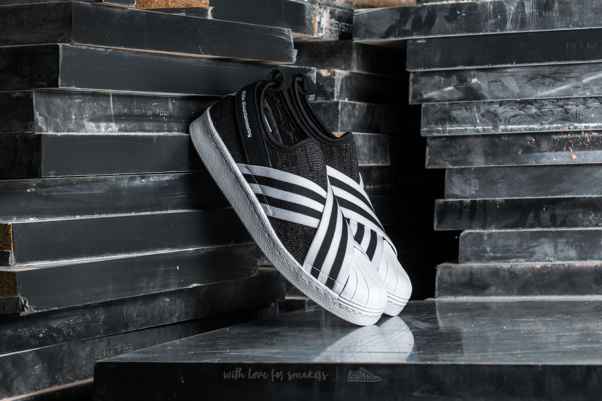 Pánske tenisky a topánky adidas White Mountaineering Superstar Slip On Primeknit Core Black/ Footwear White/ Footwear White