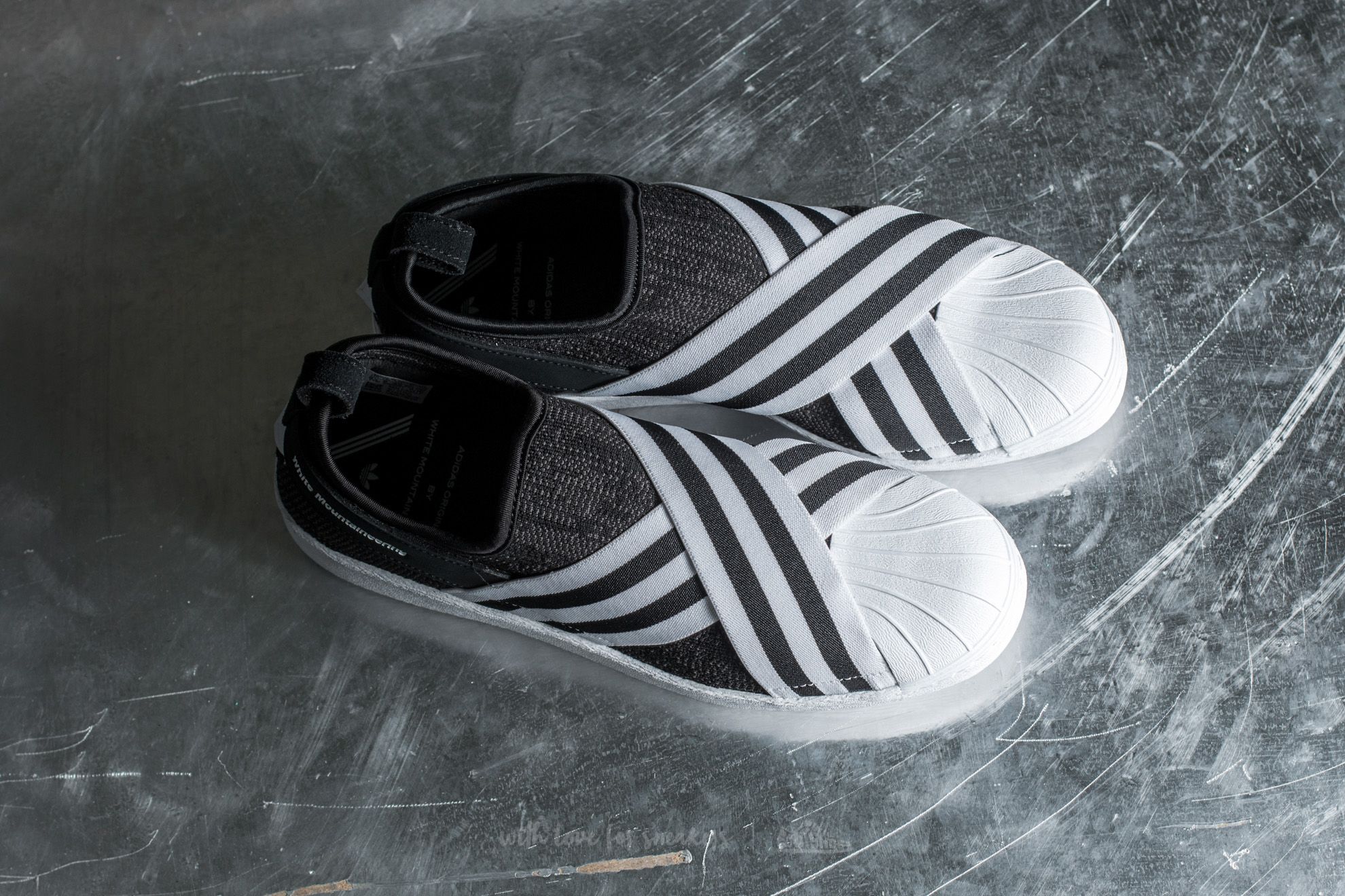 Men's shoes adidas White Mountaineering Superstar Slip On Primeknit Core Black/ Footwear White/ Footwear White