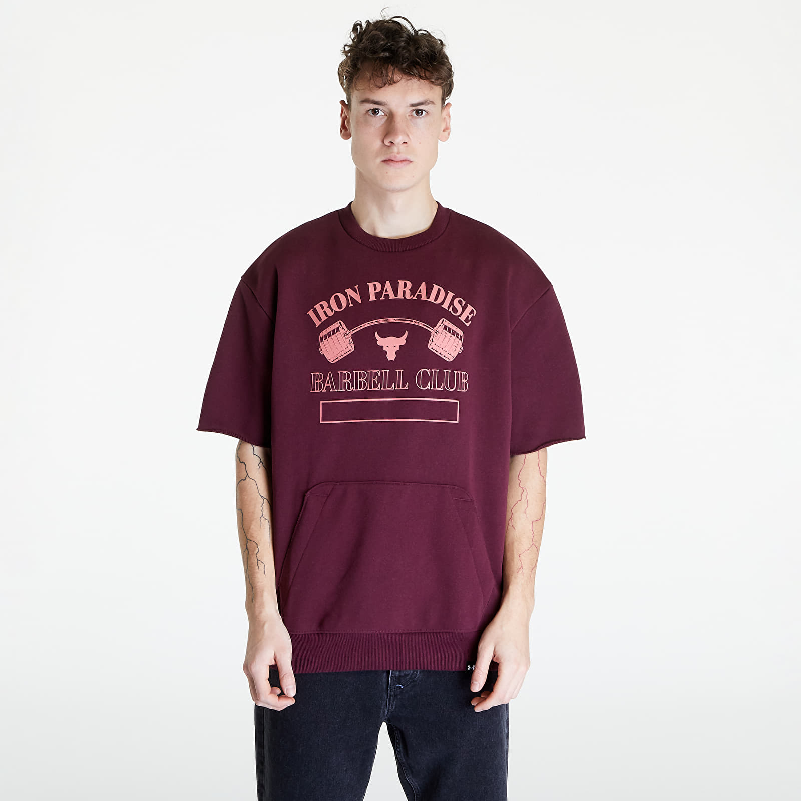 Mikiny Under Armour Project Hm Gym Hwt Crew Dark Maroon/ Blitz Red
