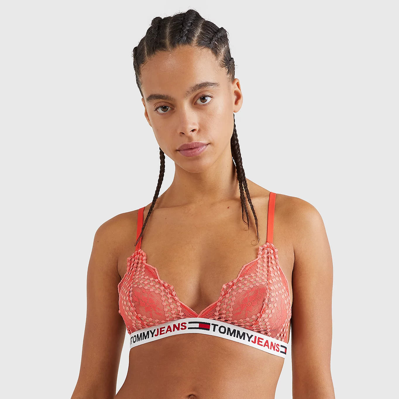 Сутиени Tommy Jeans ID Lace Unlined Triangle Bright Vermillion