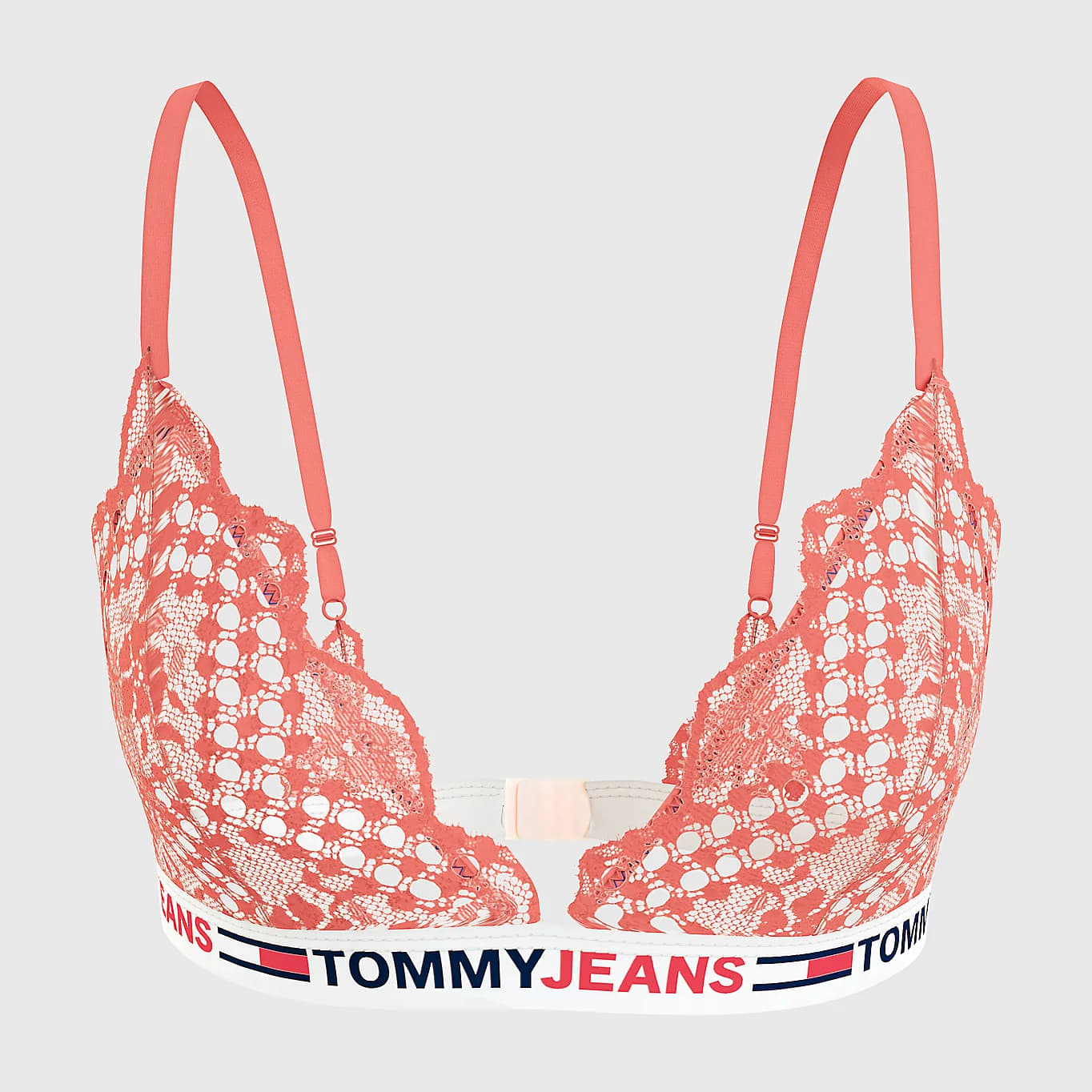 Сутиени Tommy Jeans ID Lace Unlined Triangle Bright Vermillion