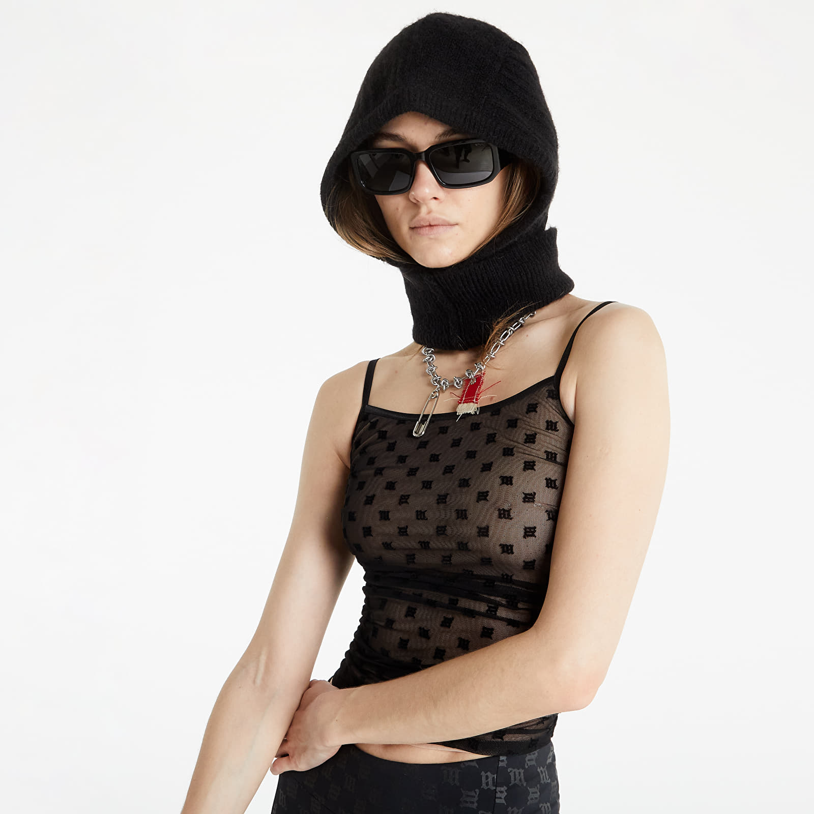 Tank Tops MISBHV Mesh Monogram Draped Top Black