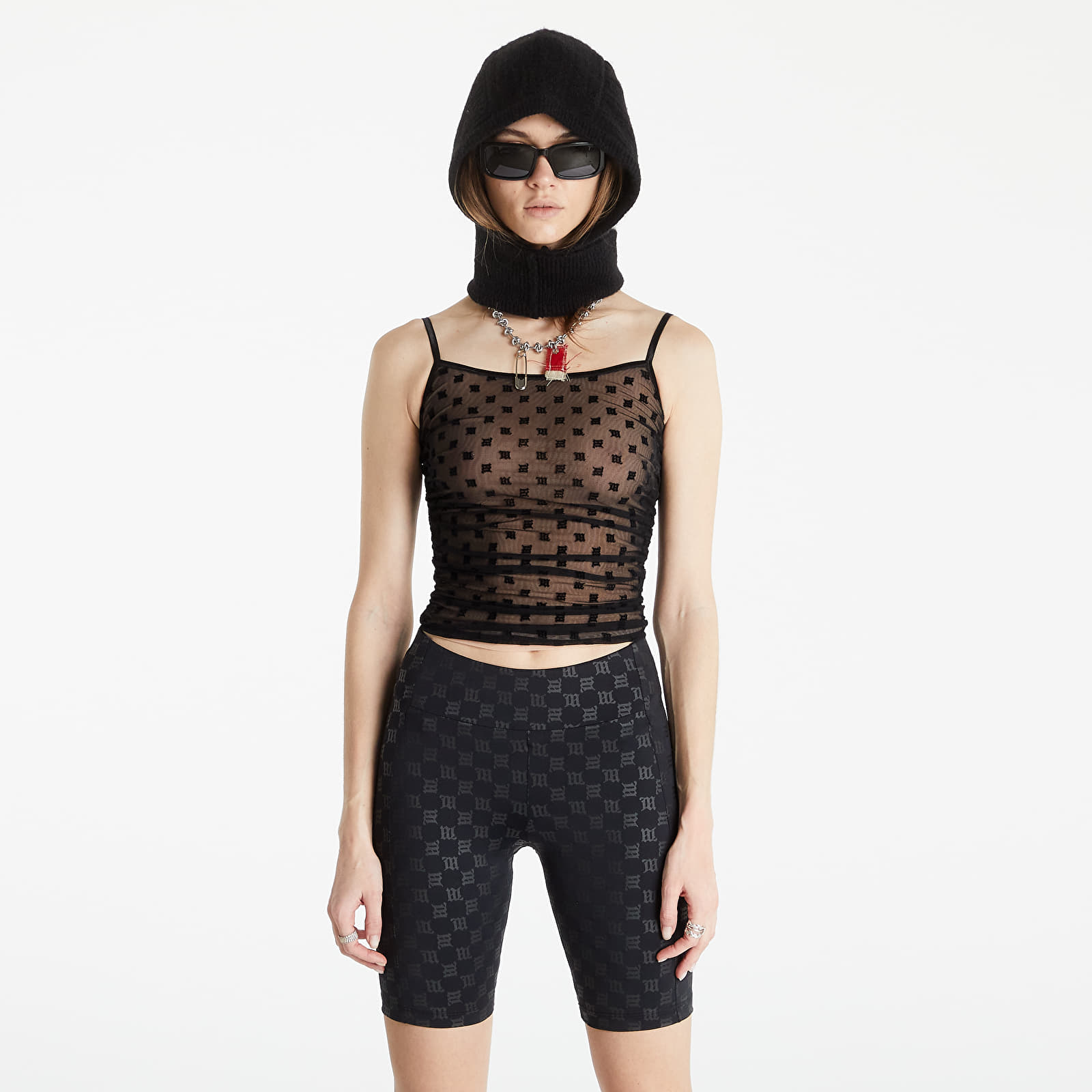 Tank Tops MISBHV Mesh Monogram Draped Top Black
