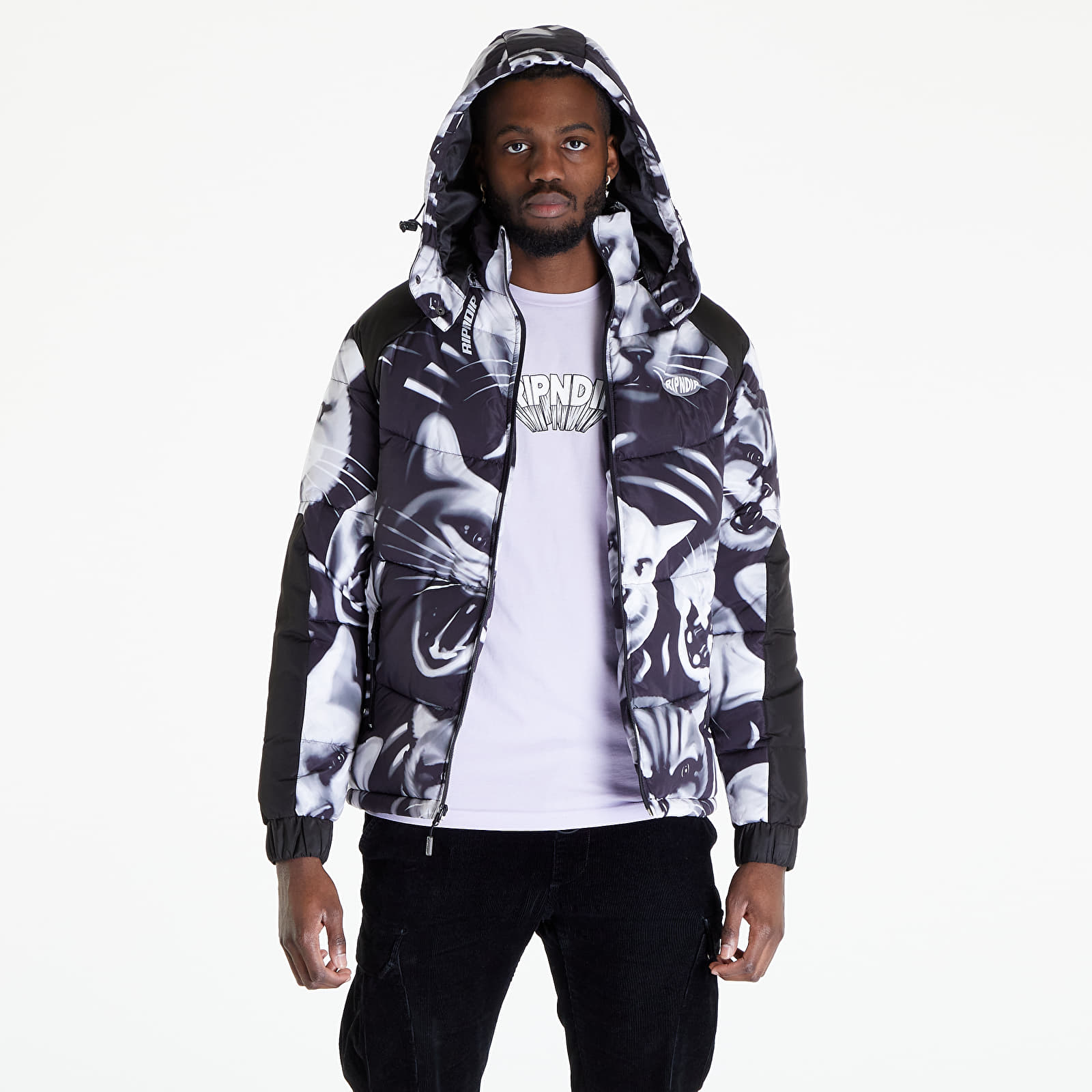 Jackets and Coats RIPNDIP Neon Cat Puffer Jacket Black