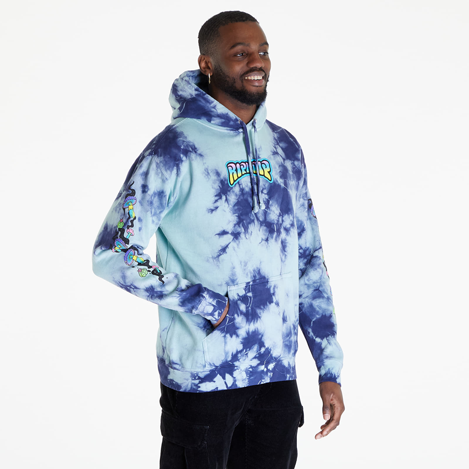 Hoodies and sweatshirts RIPNDIP Psychedelic Garden Hoodie Navy Lightning Wash Footshop