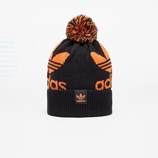 Hats adidas Adicolor Archive Bobble Beanie Black Semi Impact Orange Footshop