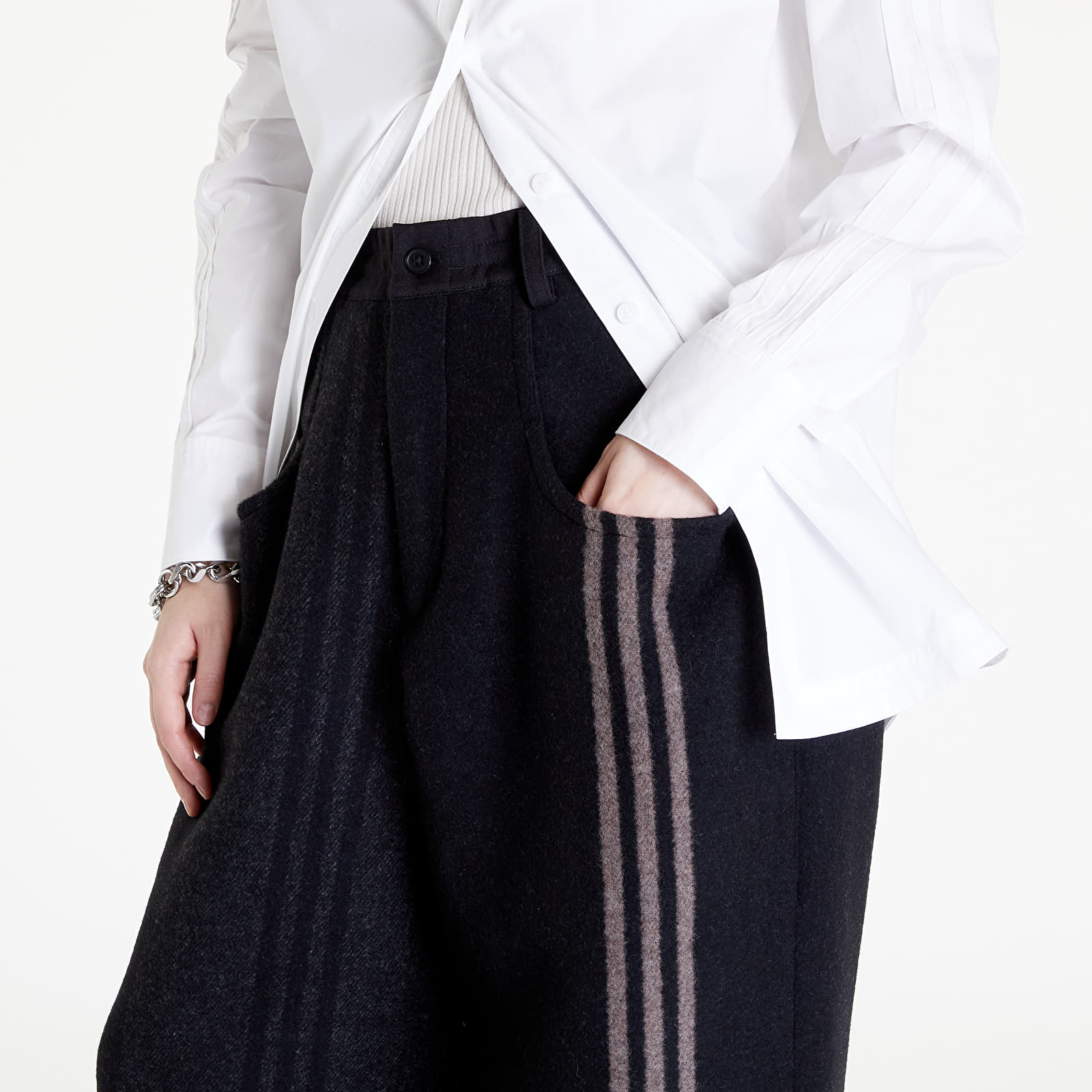 Byxor Y-3 Engineered 3-Stripes Wide Leg Black