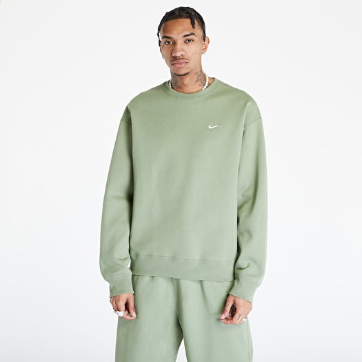 Hoodies and sweatshirts NikeLab Solo Swoosh Men s Fleece Crew Oil Green White Footshop