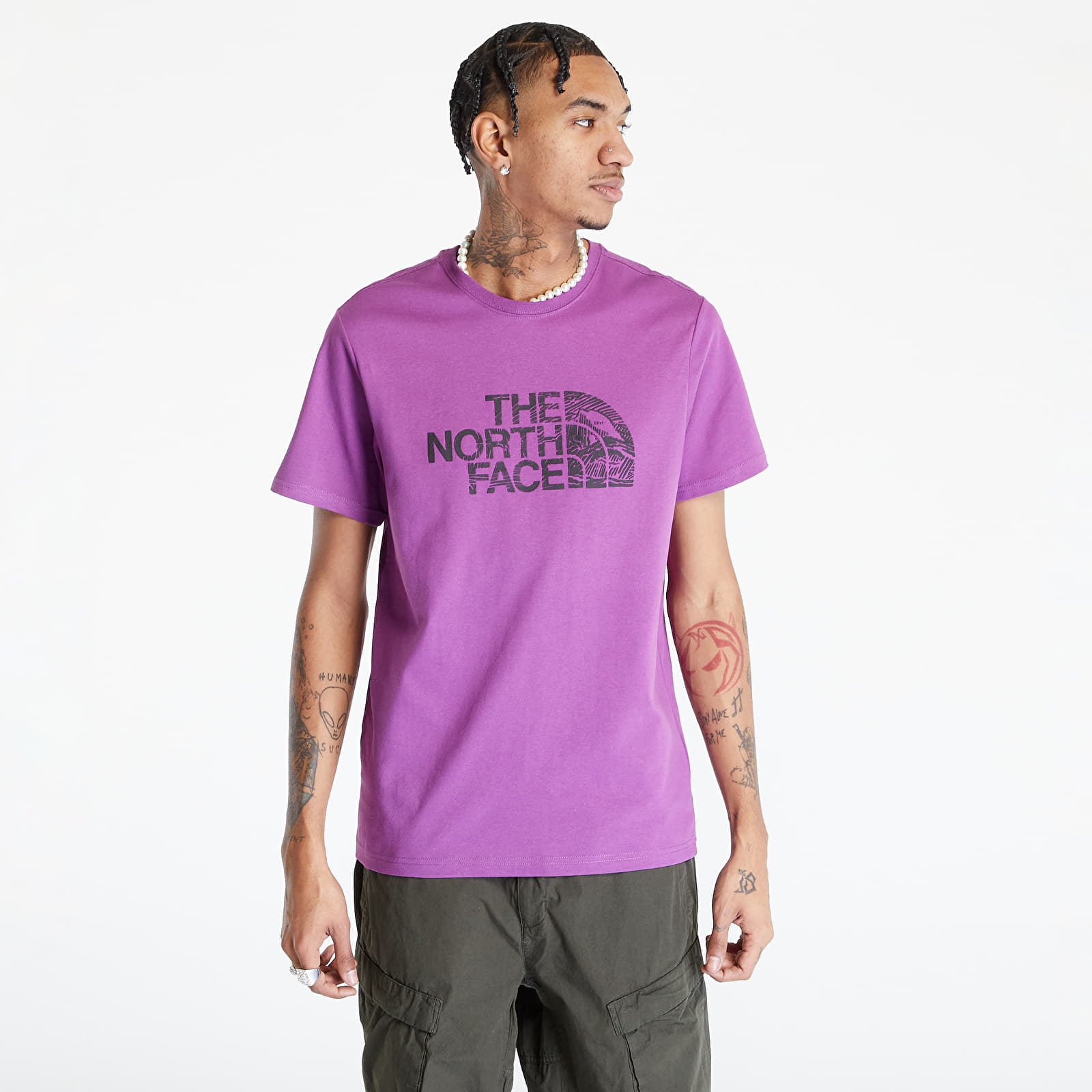 T-shirts The North Face M S/S Woodcut Dome Tee Purple Cactus Flower