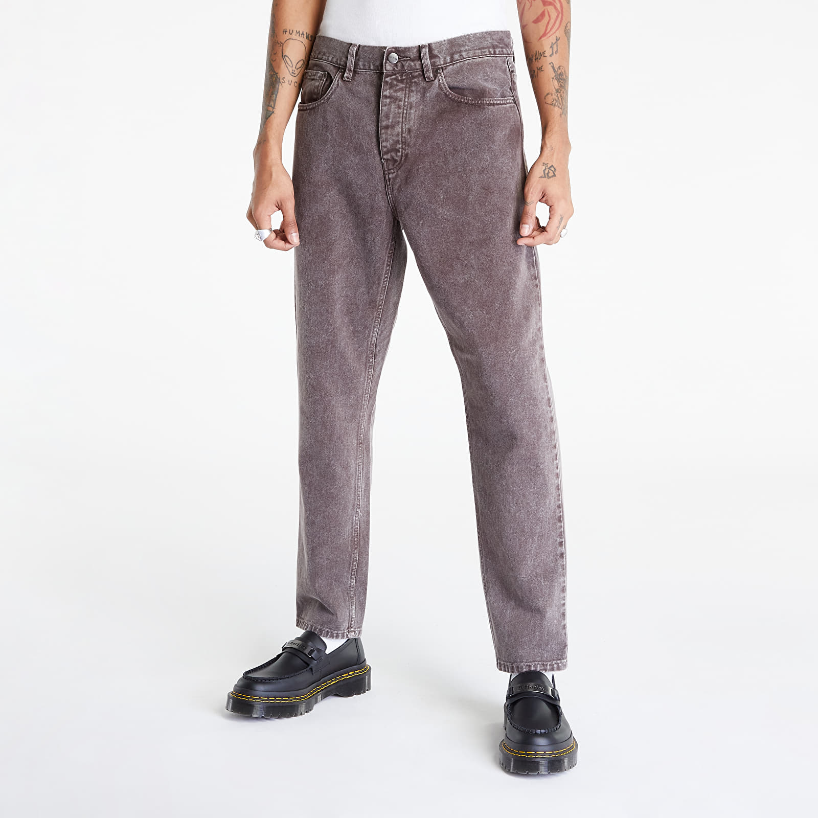 Bukser og jeans Carhartt WIP Newel Pant Dark Umber Worn Washed