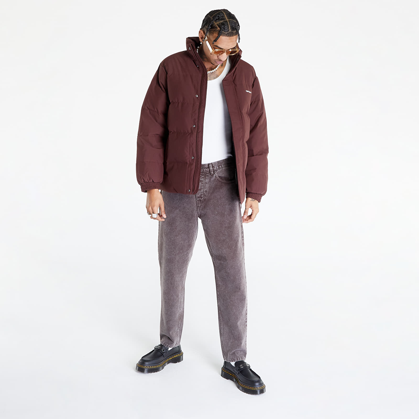 Bukser og jeans Carhartt WIP Newel Pant Dark Umber Worn Washed