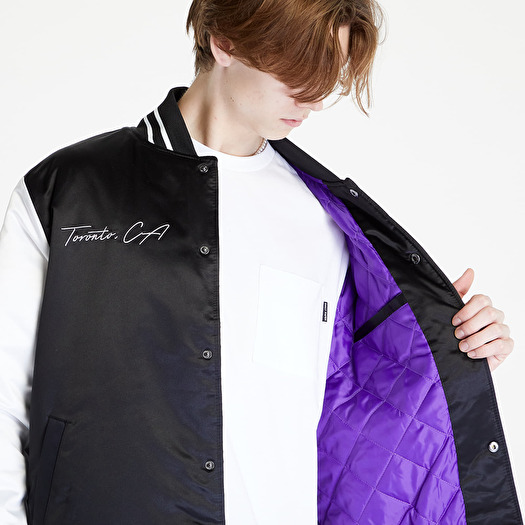 Jackets Mitchell Ness Team Origins Varsity Satin Toronto Raptors Jacket Black White Footshop