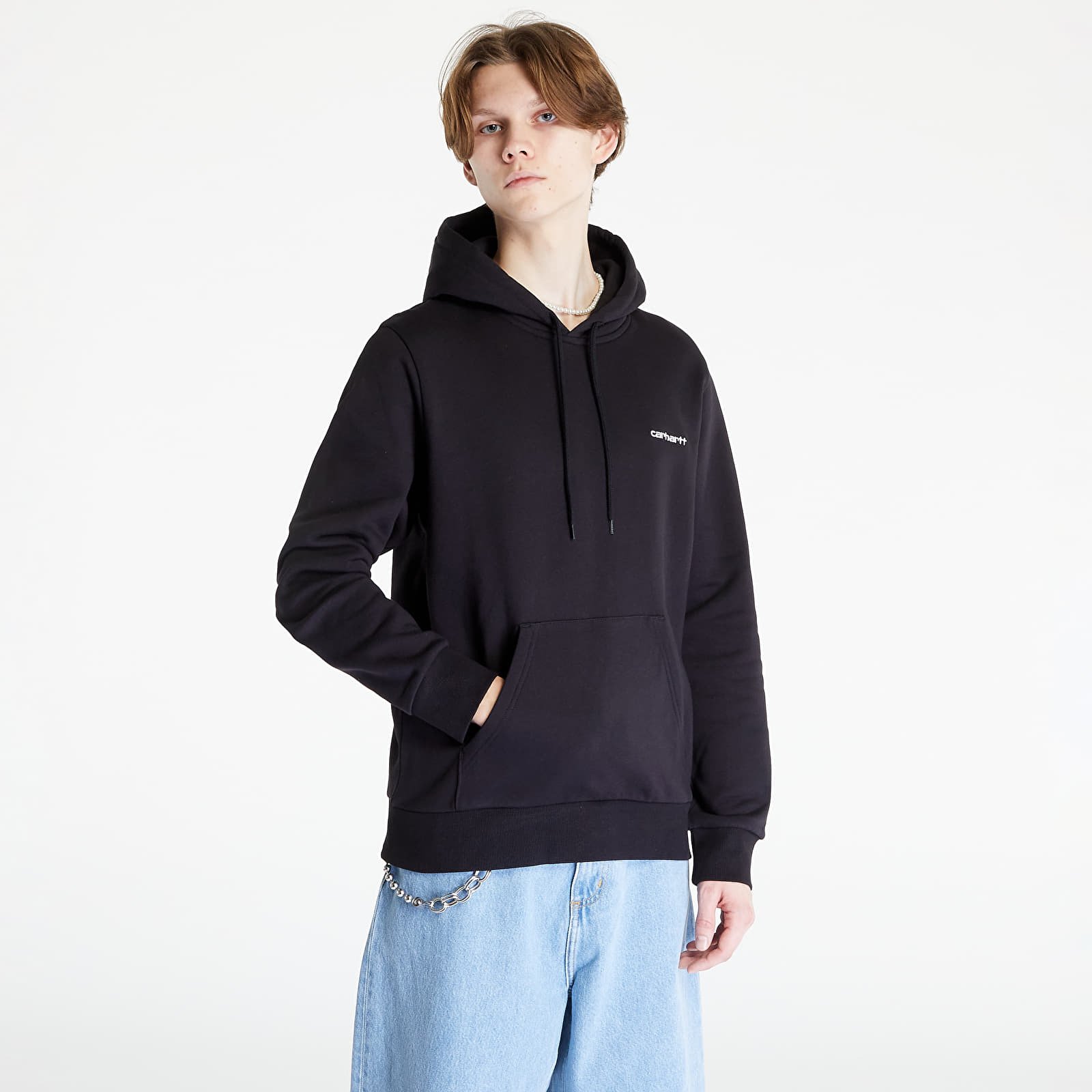 Sweatshirt Carhartt WIP Hooded Script Embroidery Sweat Black/ White S