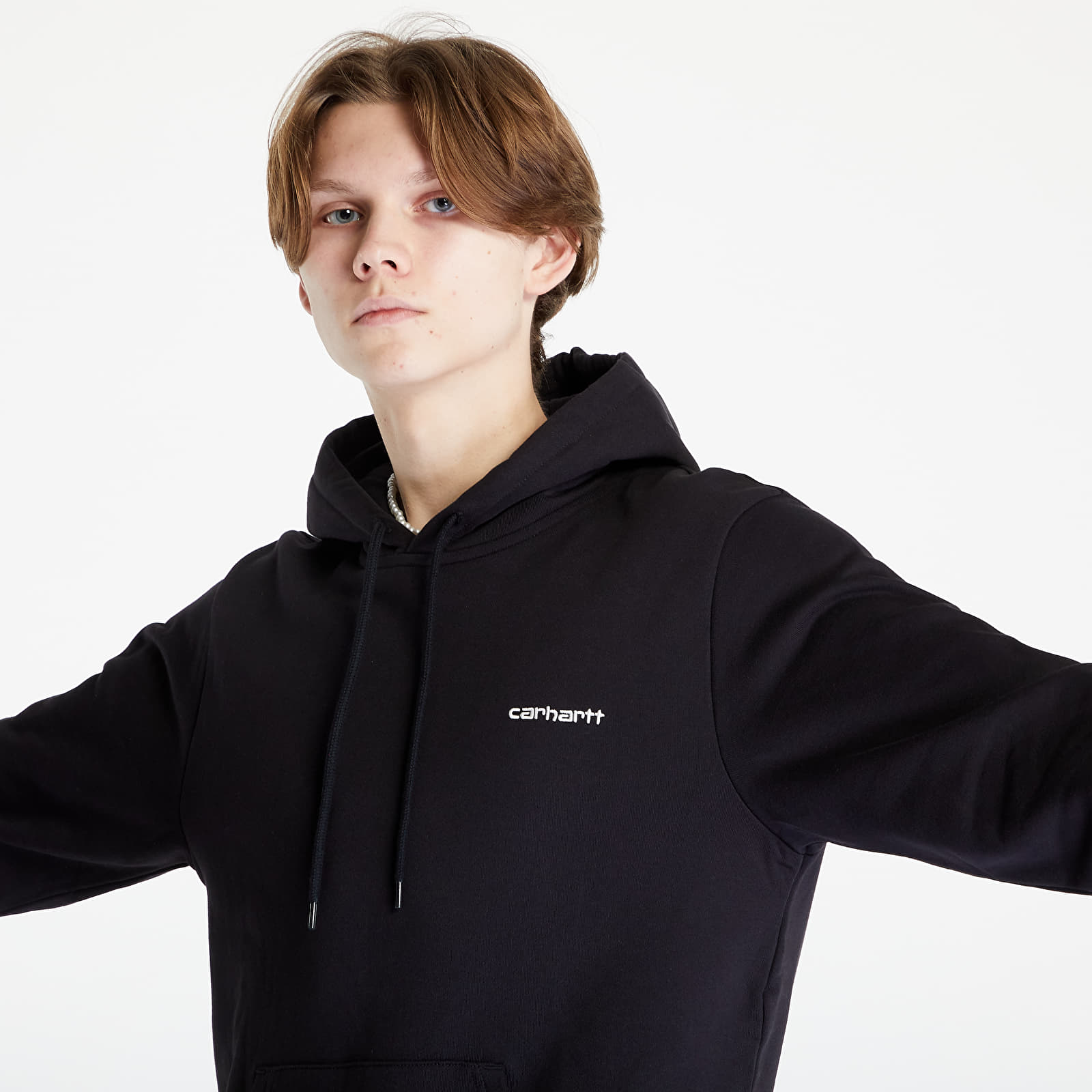 Hoodies and sweatshirts  Carhartt WIP Hooded Script Embroidery Sweat Black/ White