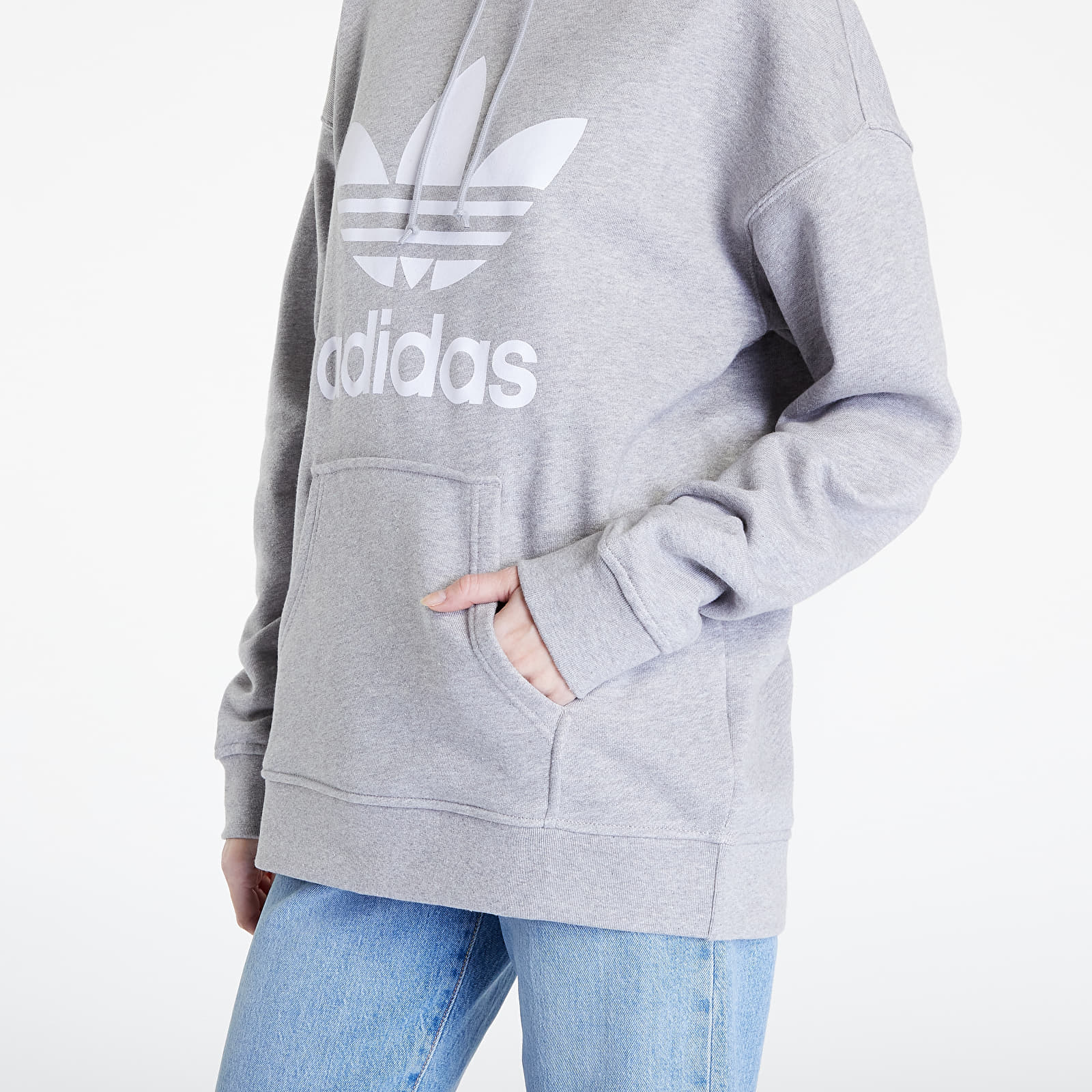 Φούτερ adidas Trefoil Hoodie Medium Grey Heather/ White