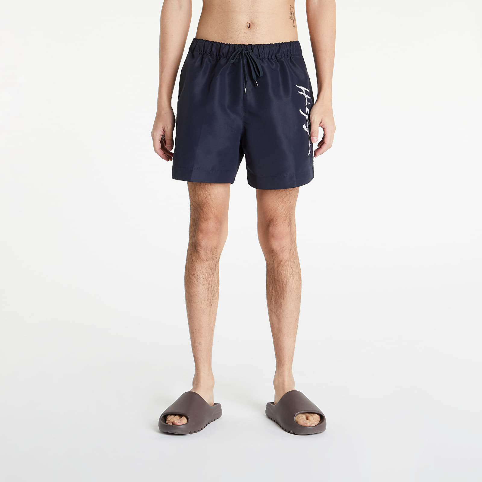Levně Tommy Hilfiger Mid Length Signature Logo Swim Shorts Black