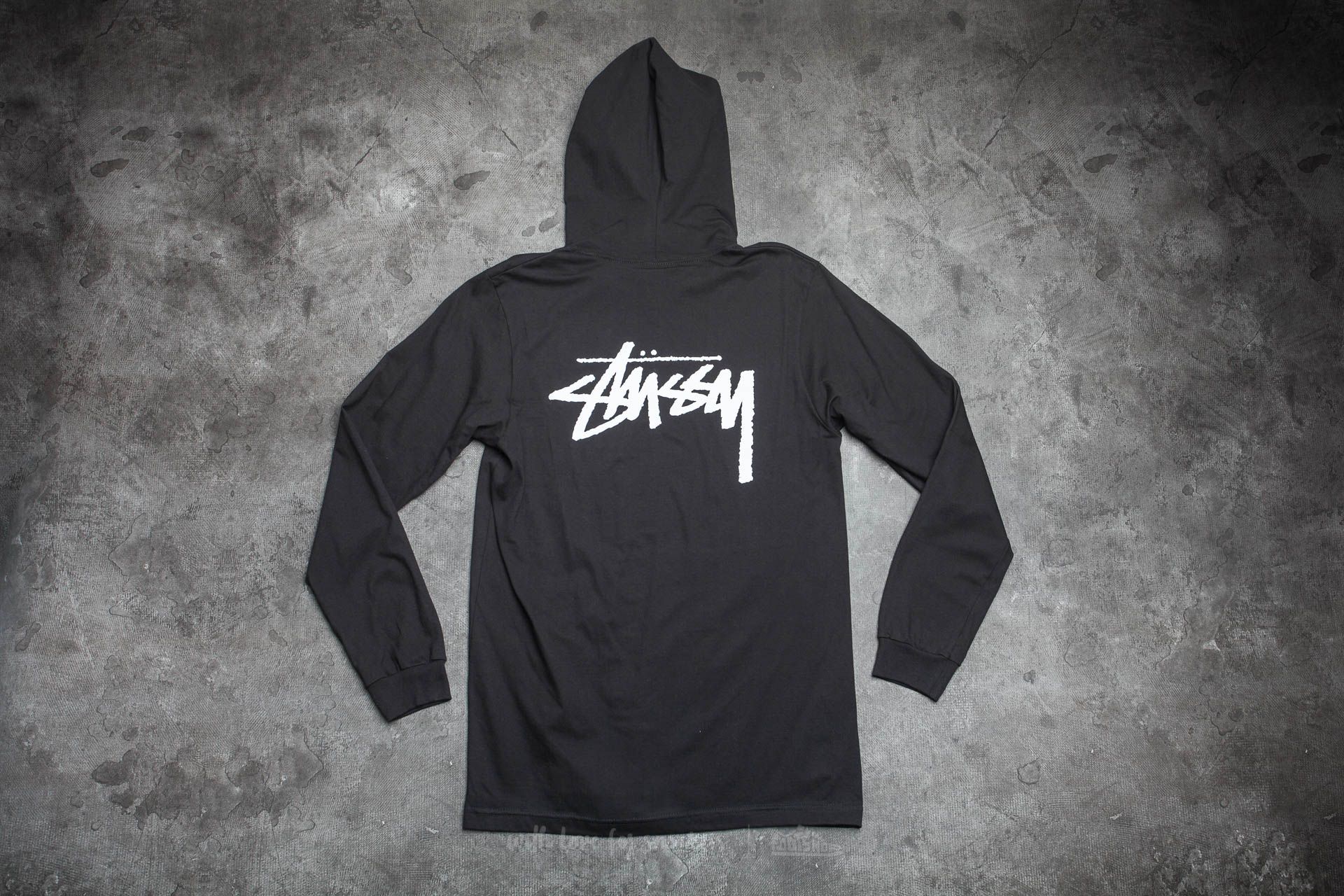 Tricouri Stüssy Original Stock Long Sleeve Hood Tee Black