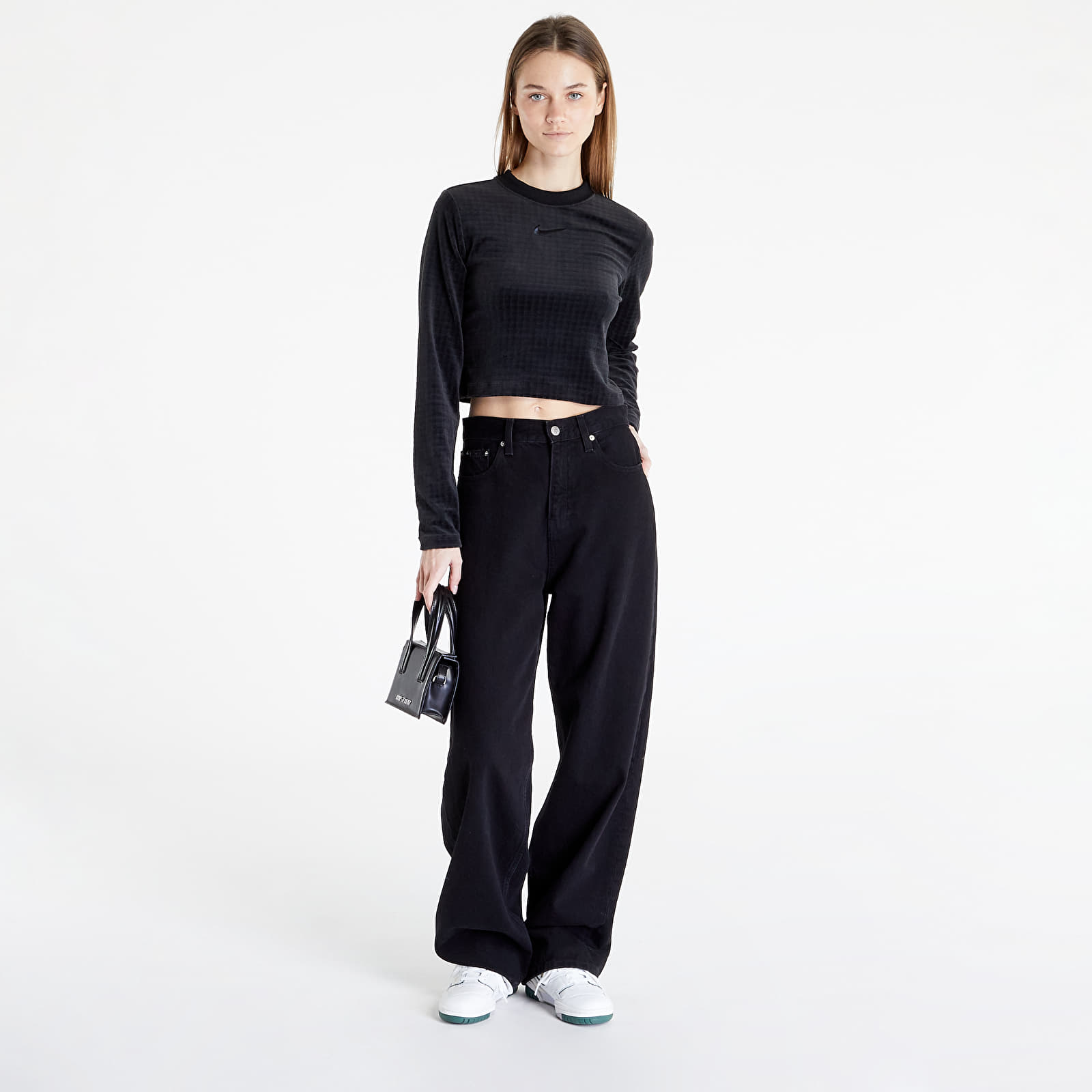 Magliette Nike Sportswear Women's Velour Long-Sleeve Top Black/ Anthracite