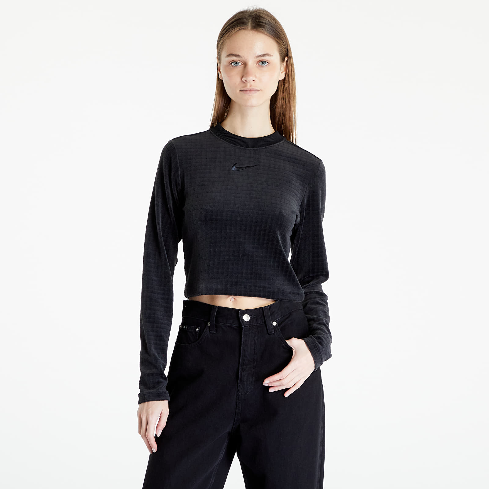 Magliette Nike Sportswear Women's Velour Long-Sleeve Top Black/ Anthracite