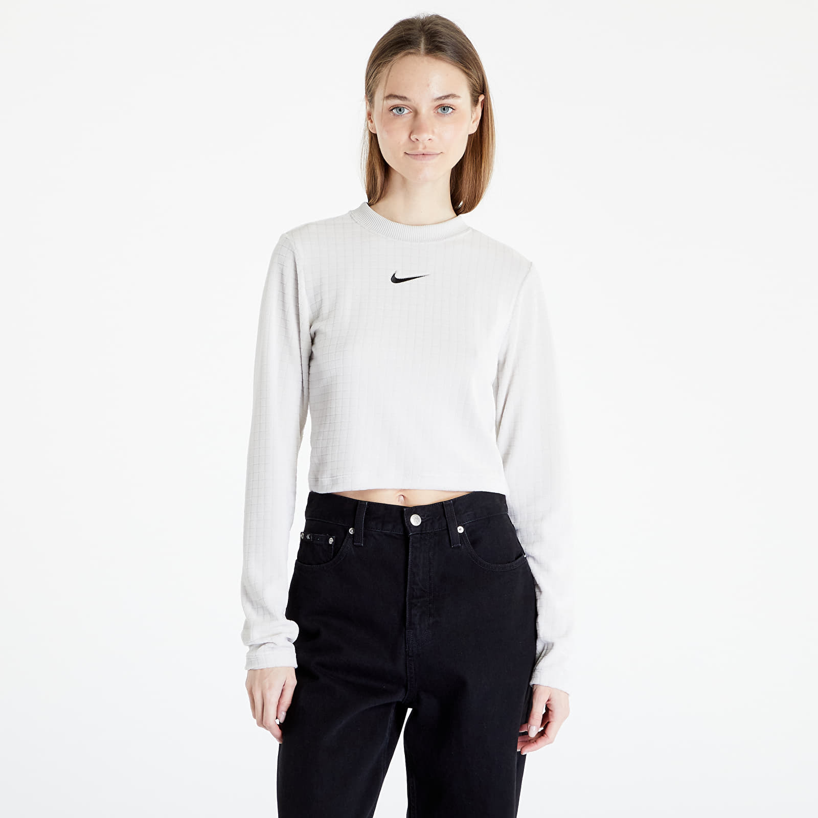 Футболка Nike Sportswear Women's Velour Long-Sleeve Top Light Bone/ Black L