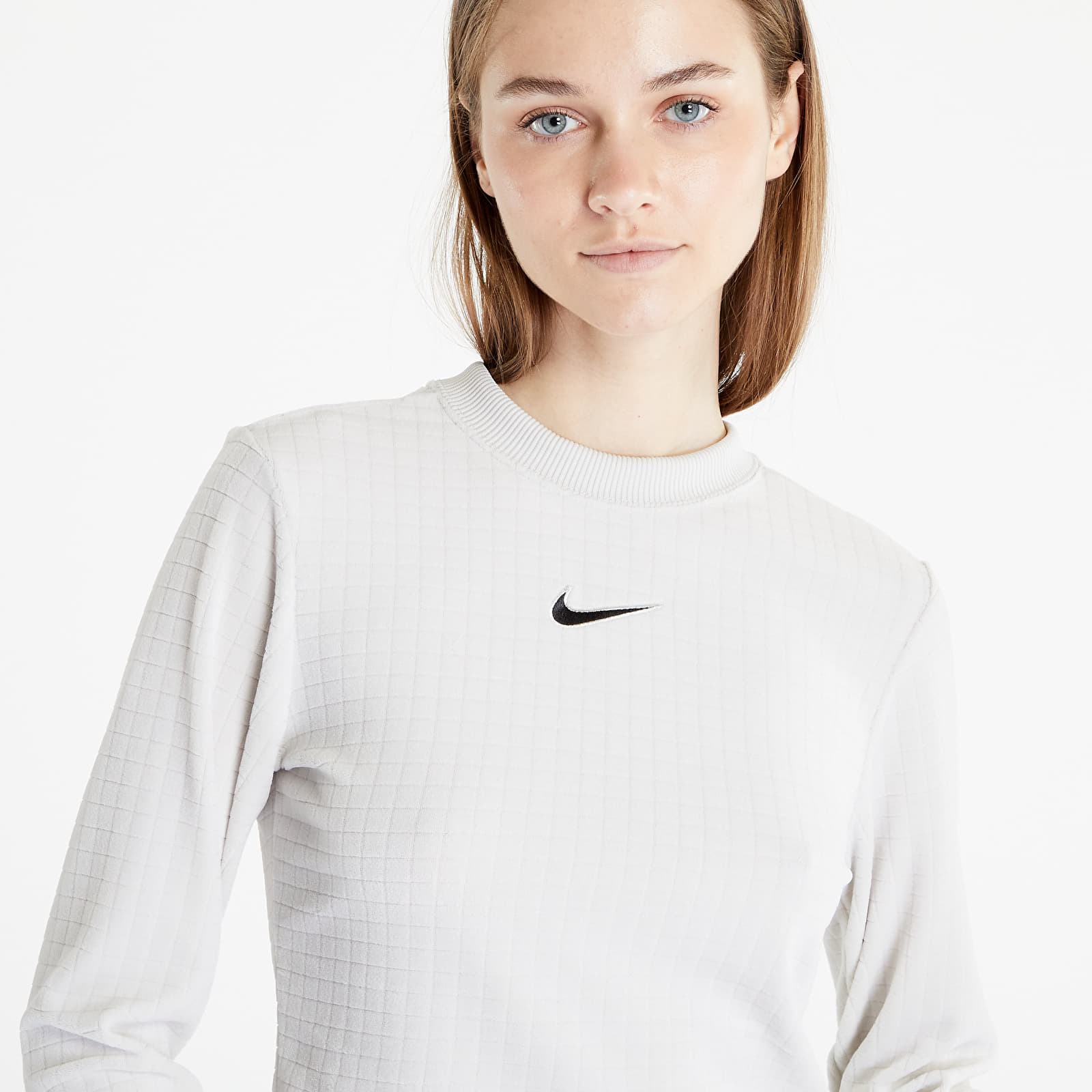 Pólók Nike Sportswear Women's Velour Long-Sleeve Top Light Bone/ Black