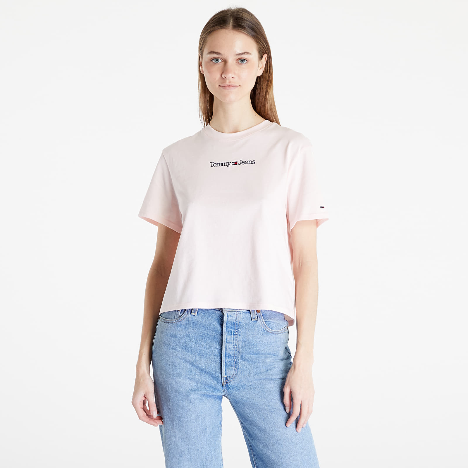 Pólók Tommy Jeans Classic Serif Linear T-Shirt Pink