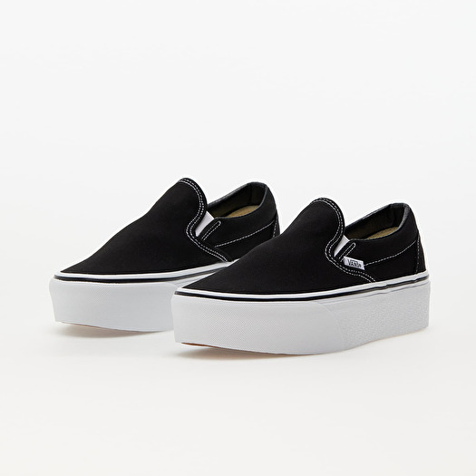 Black canvas vans slip on top