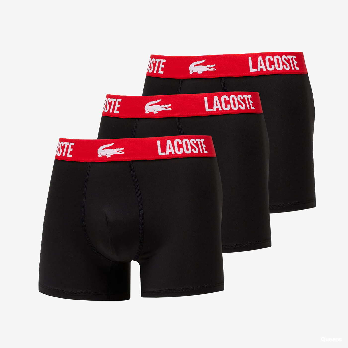 Boxeri LACOSTE Underwear Trunk 3-Pack Black/ Red