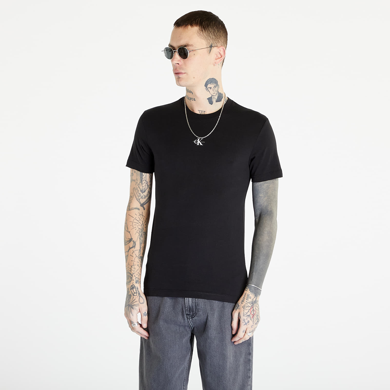 Calvin Klein Jeans Micro Monologo Tee S/S Knit Top Black