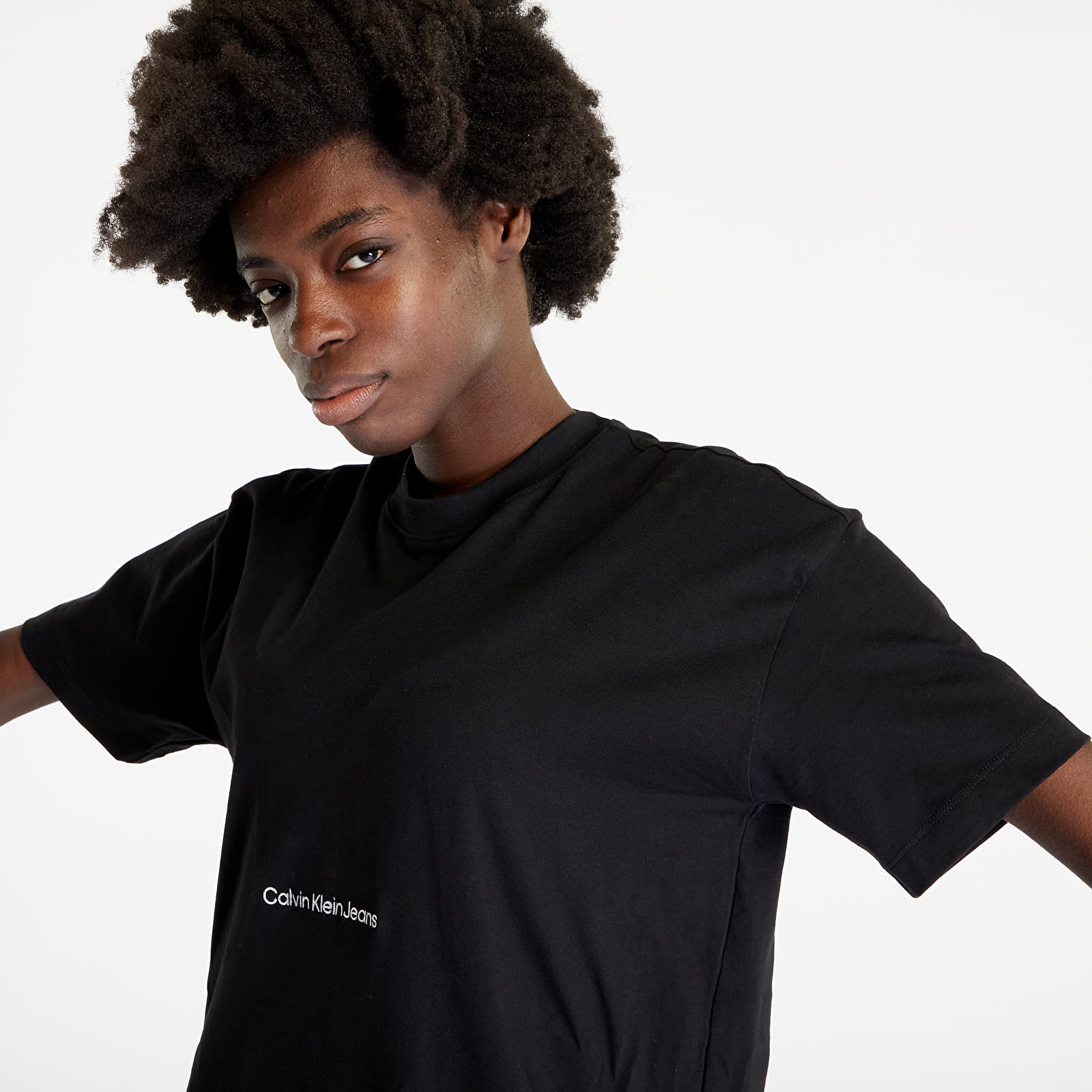Dress Calvin Klein Jeans Institutional Long T Shirt Dress Black