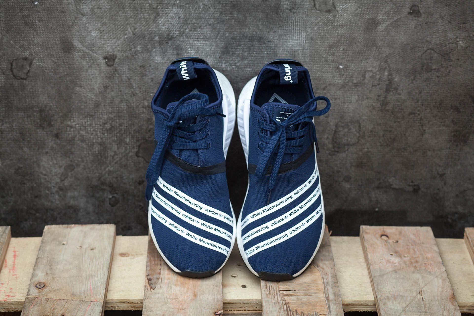 Men s shoes adidas x White Mountaineering NMD R2 Primeknit Core Navy White White Footshop
