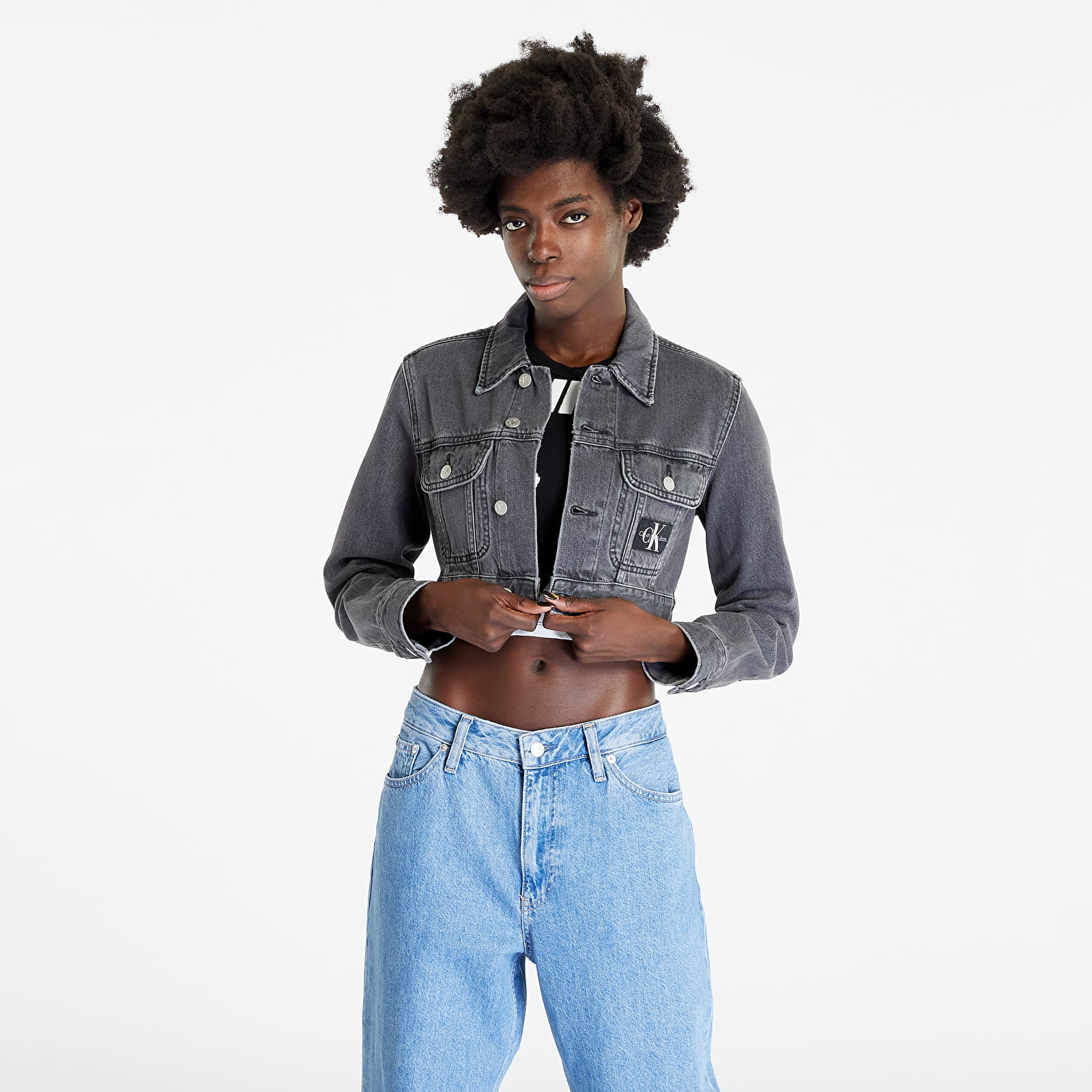 Extreme cropped denim hot sale jacket