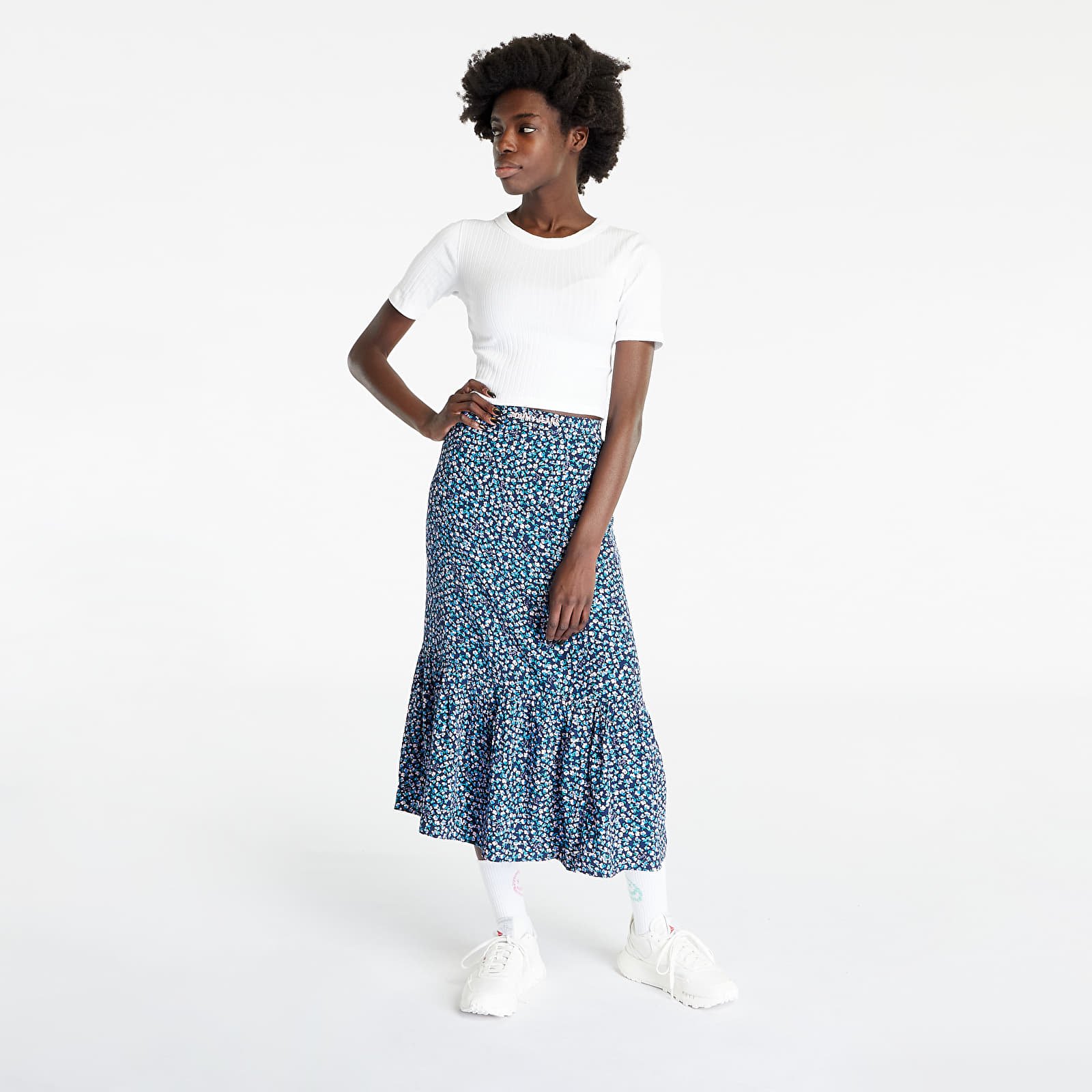 Krila  Tommy Jeans Ditsy Floral Midi Skirt Blue Ditsy Floral Print
