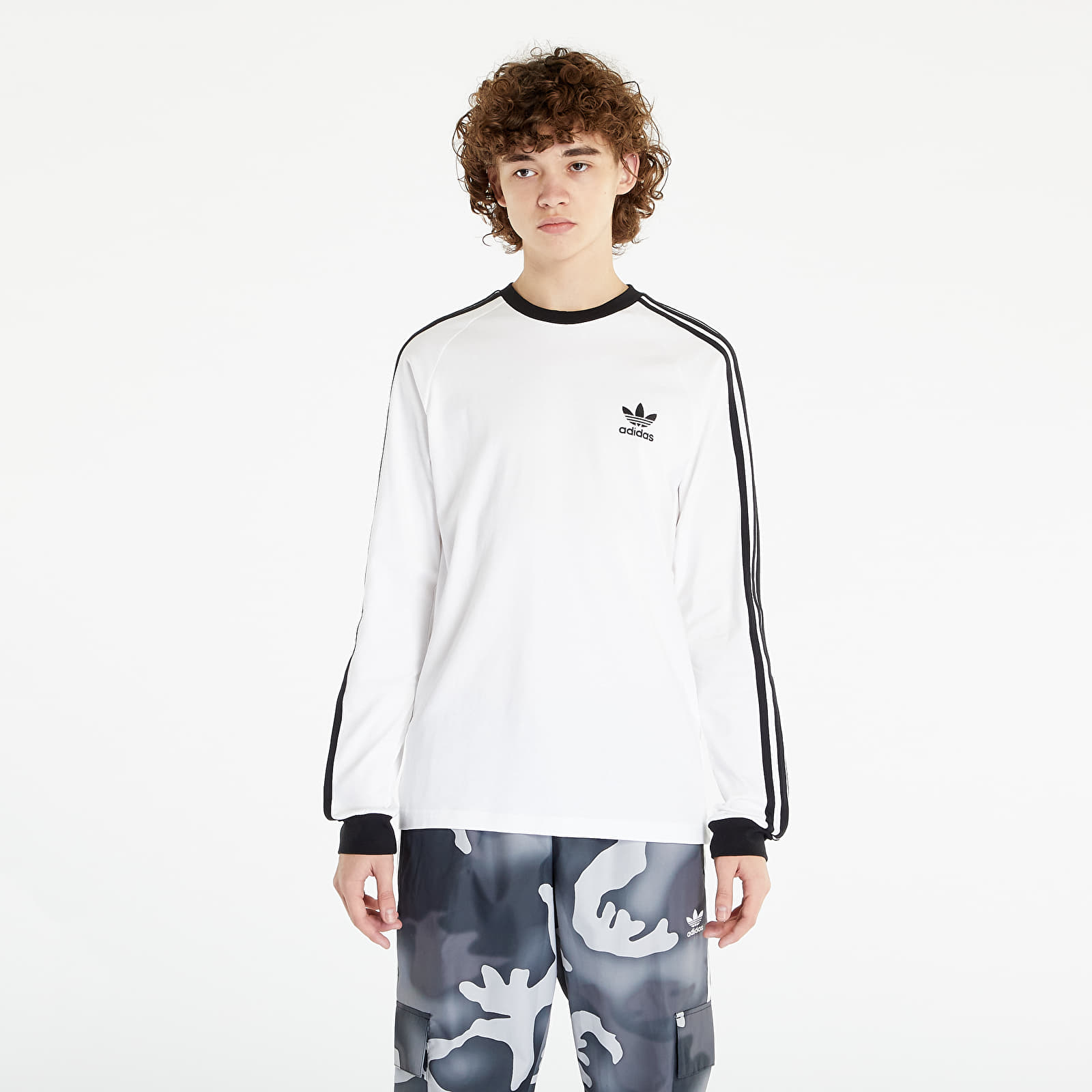 P l k adidas 3 Stripes Long Sleeve Tee White Footshop