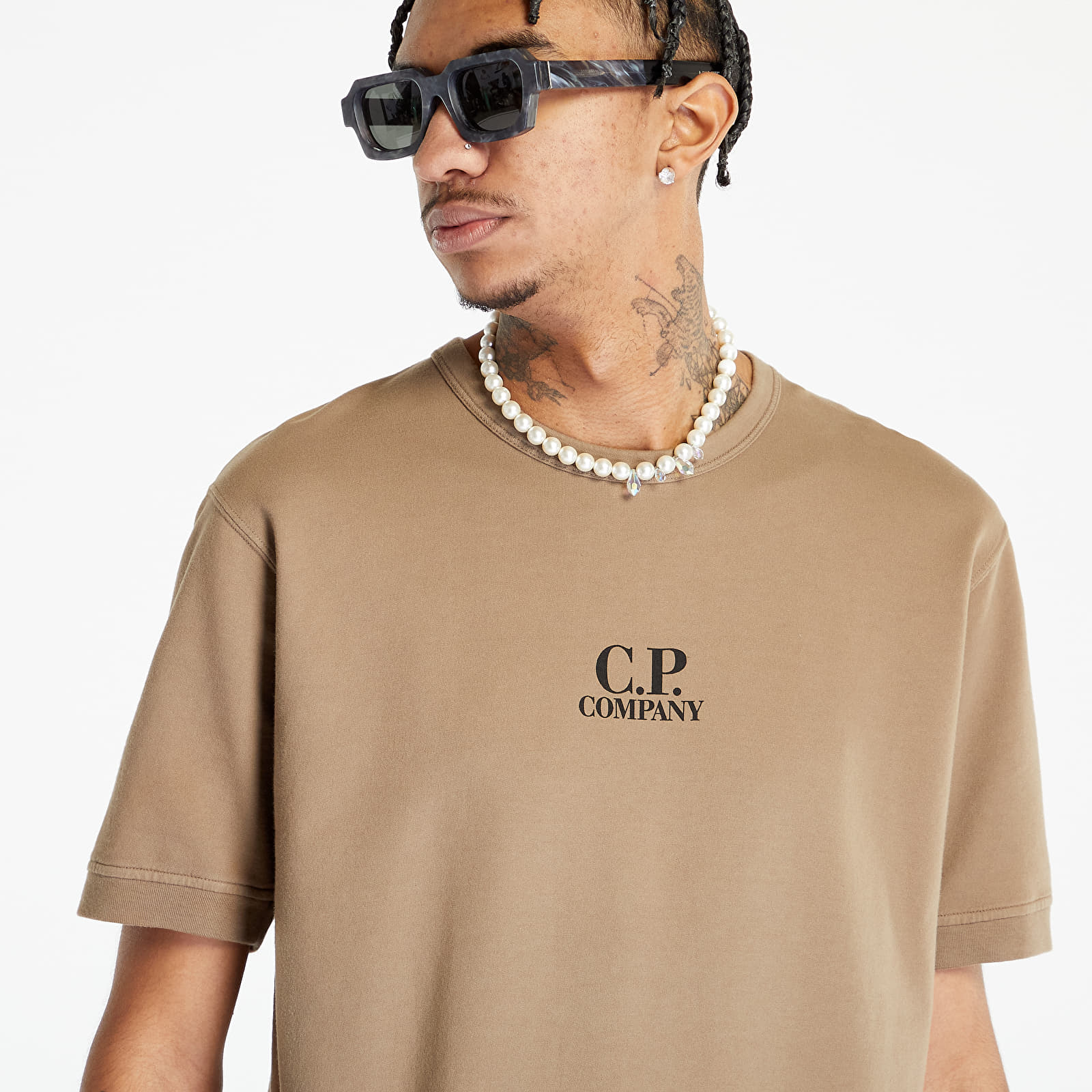 Koszulki C.P. Company Light Fleece Short Sleeve Sweatshirt Lead Gray