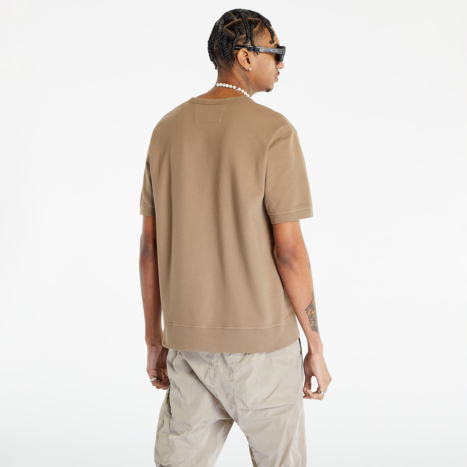 T-Shirts C.P. Company Light Fleece Short Sleeve Sweatshirt Lead Gray