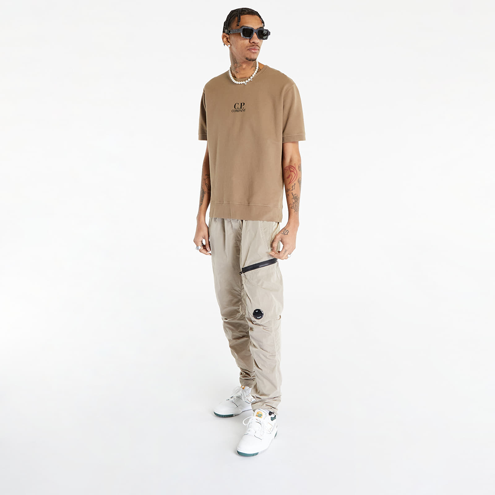T-Shirts C.P. Company Light Fleece Short Sleeve Sweatshirt Lead Gray
