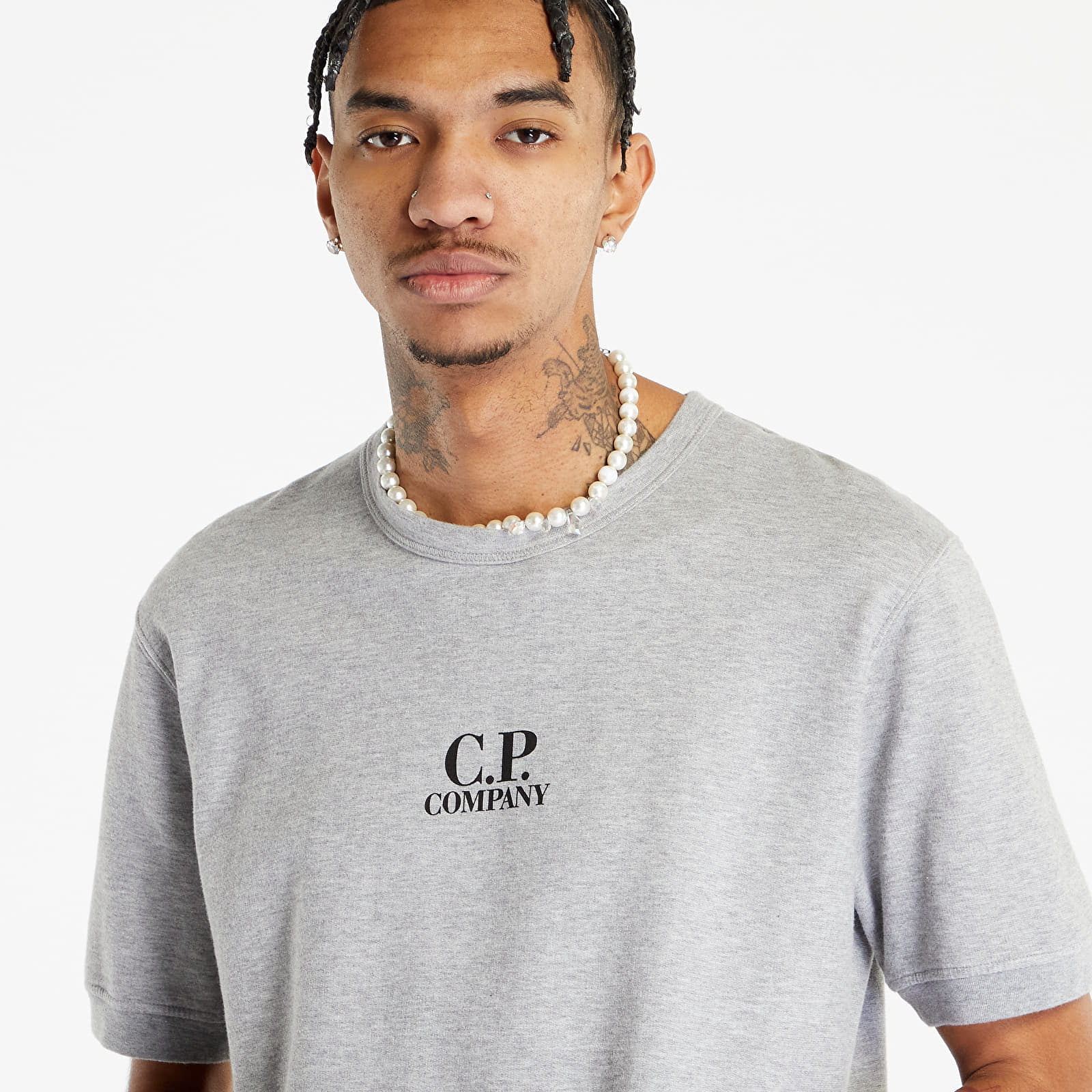 T-shirts C.P. Company Light Fleece Short Sleeve Sweatshirt Grey Melange