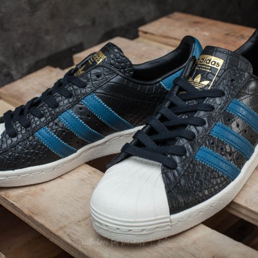 Men s shoes adidas Superstar 80s Core Black Blue Gold Metallic Footshop
