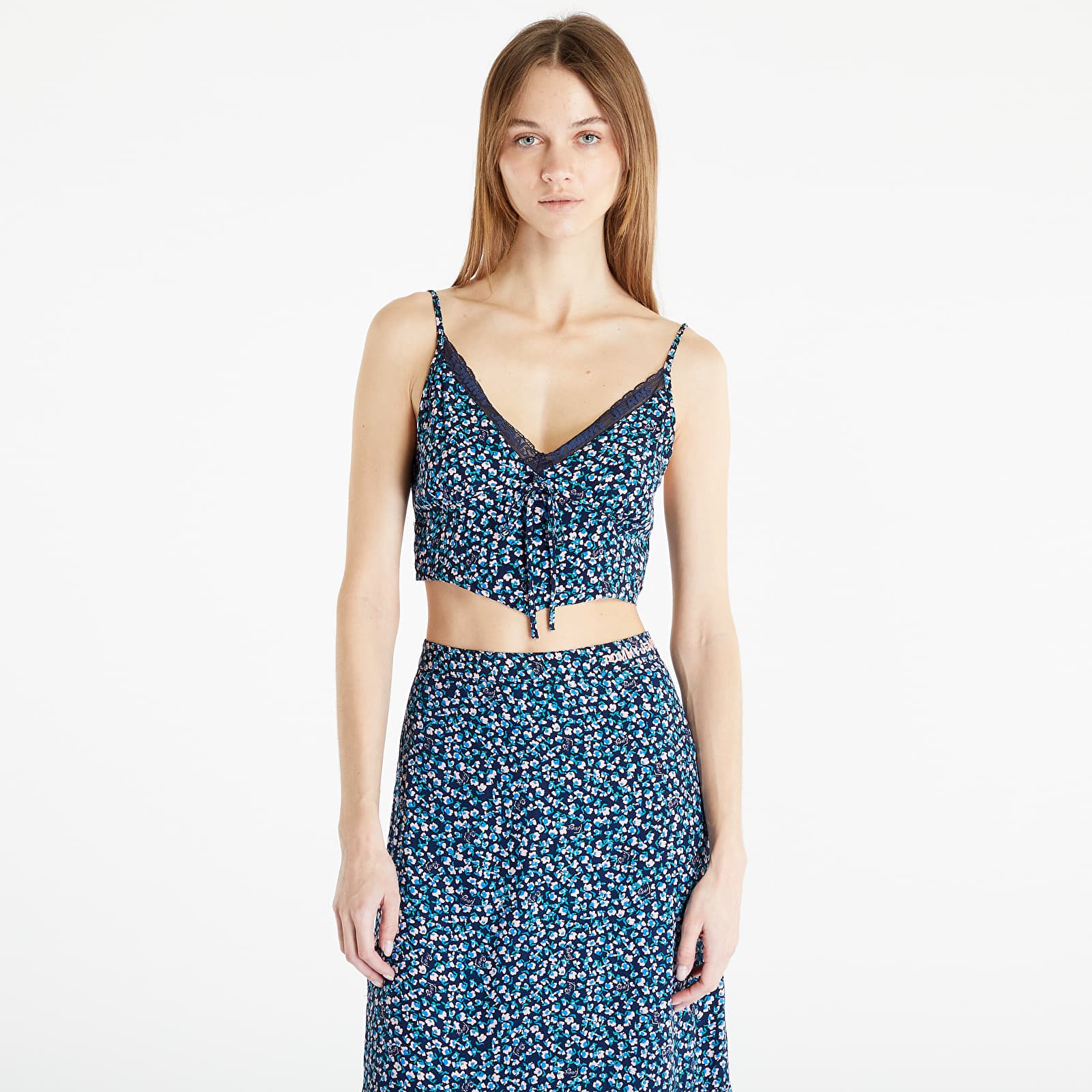 Felsők Tommy Jeans Ditsy Floral Lace Cami Top Blue Ditsy Floral Print