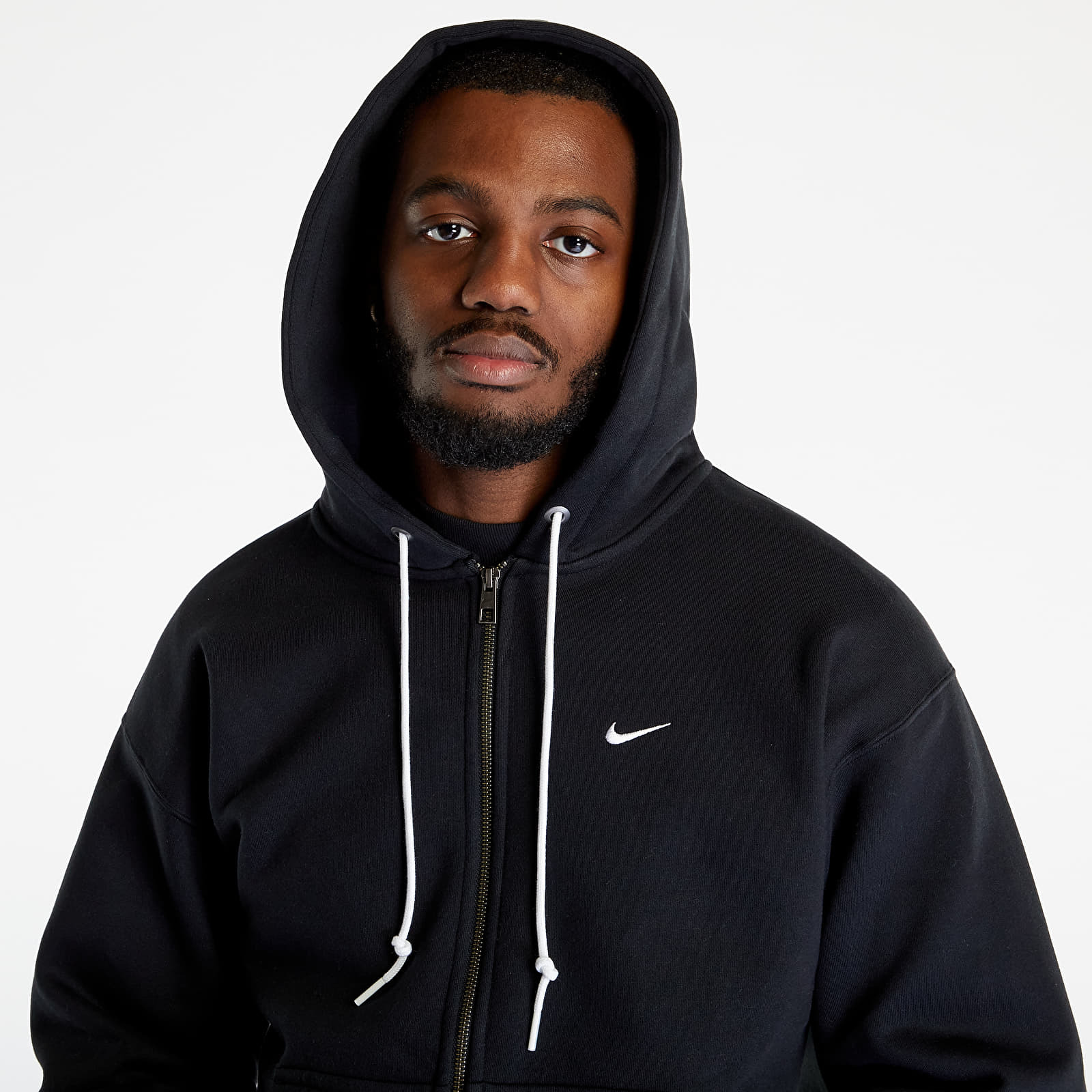 Nike - solo swoosh full-zip hoodie black/ white