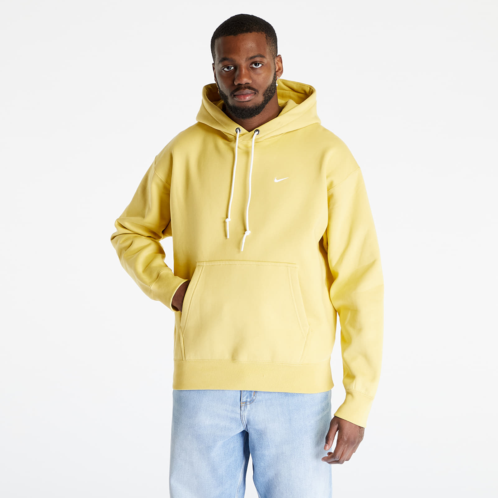 Nike - lab solo swoosh fleece pullover hoodie saturn gold/ white