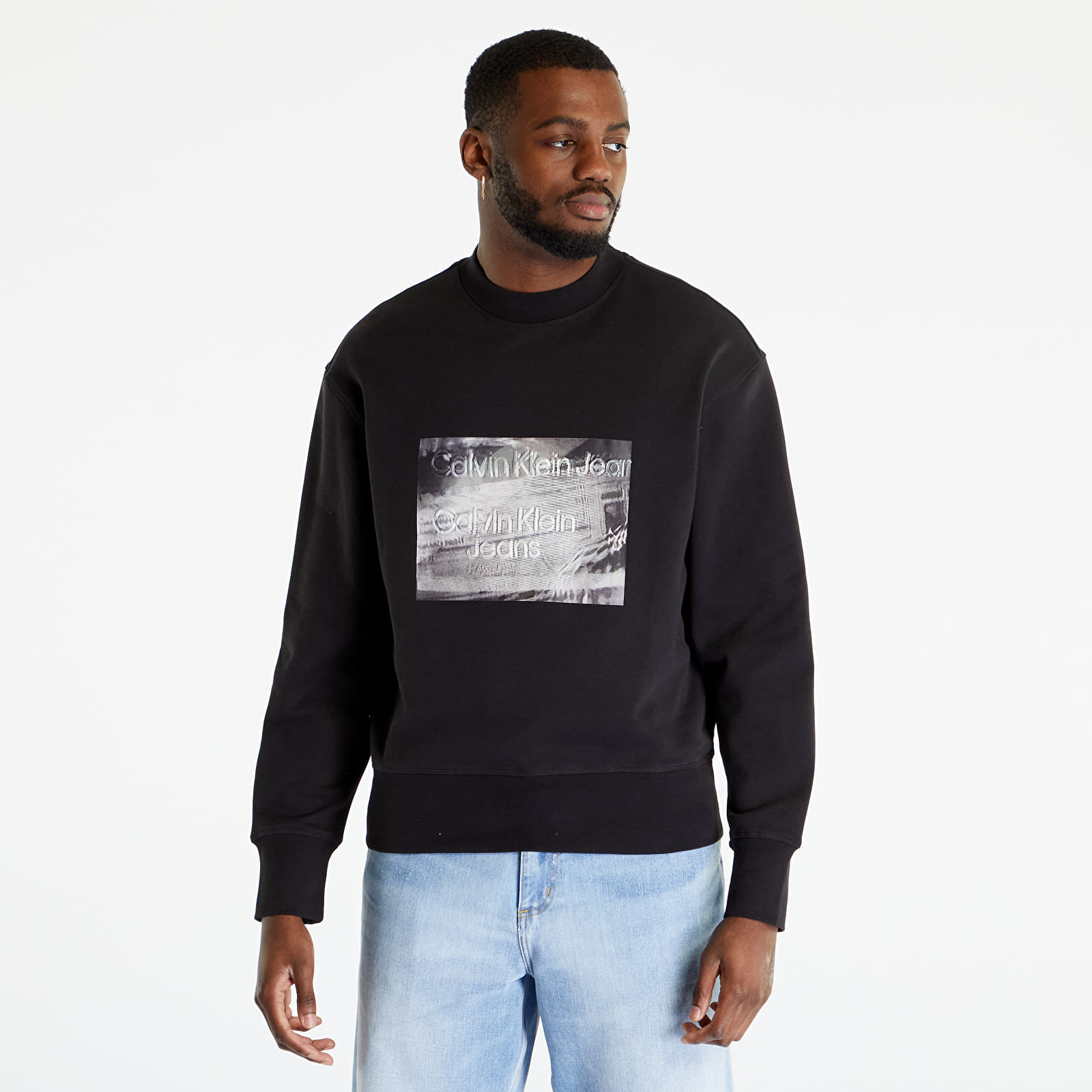 Levně Calvin Klein Jeans Motion Blur Photopri Sweatshirt Black